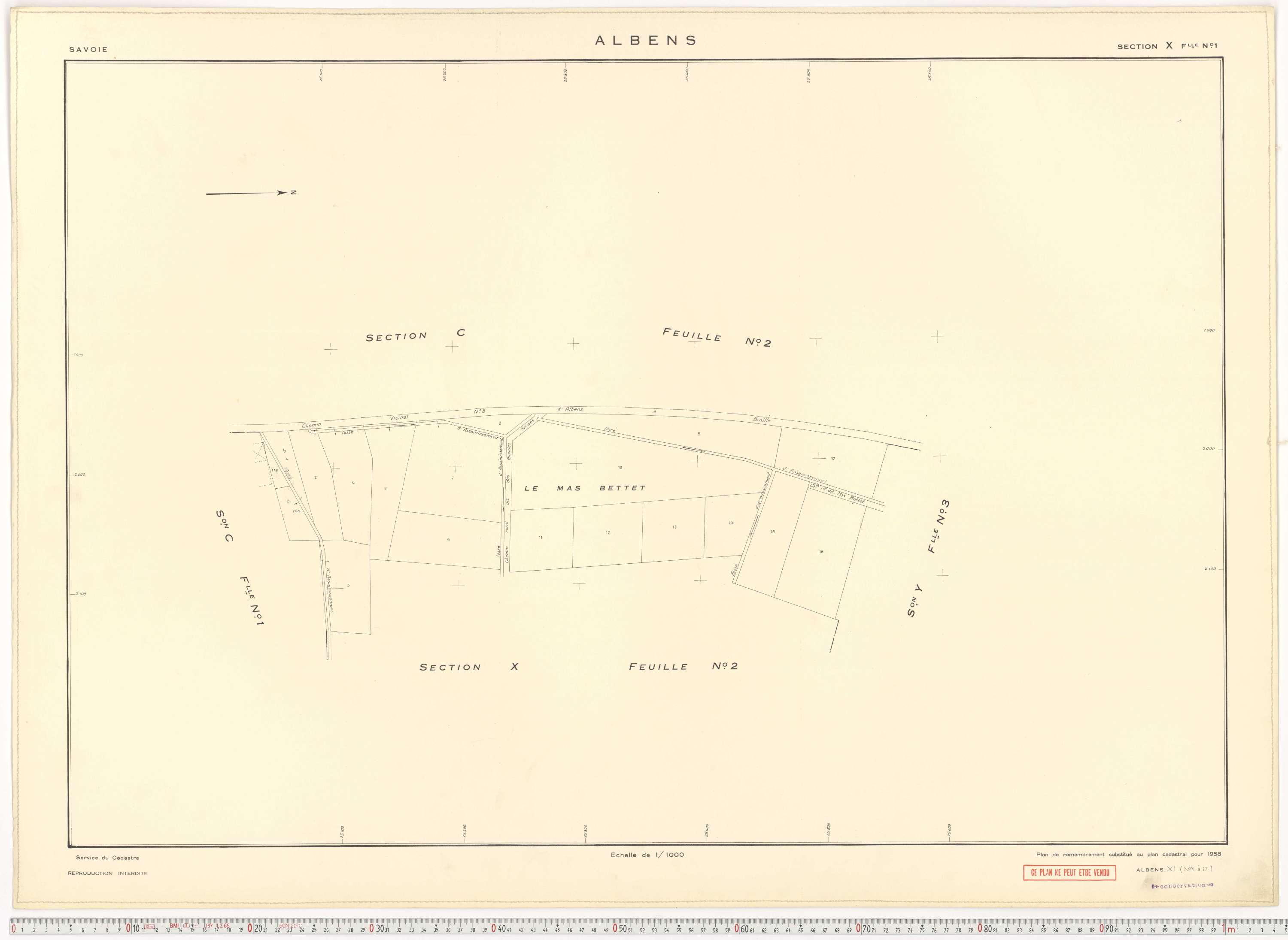 Albens - Cadastre rénové (1953), cadastre remembré (1988).