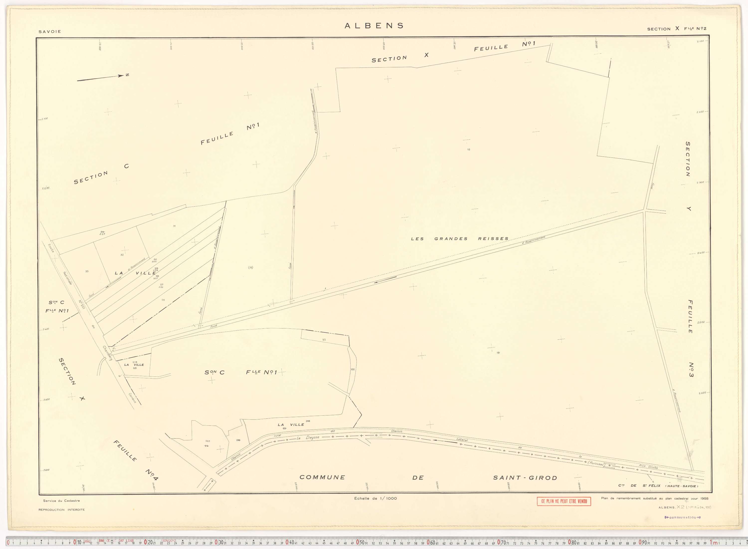 Albens - Cadastre rénové (1953), cadastre remembré (1988).