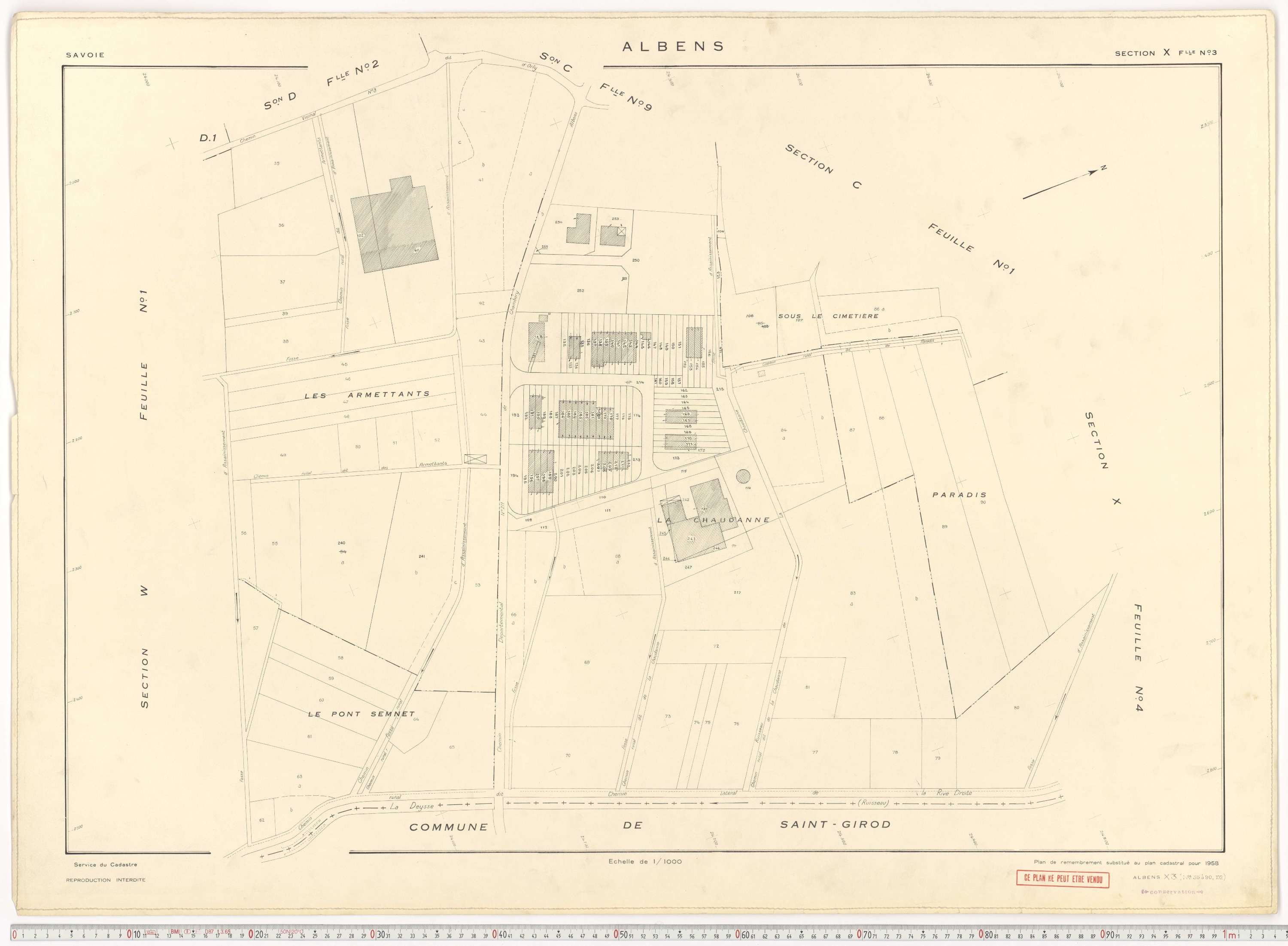Albens - Cadastre rénové (1953), cadastre remembré (1988).