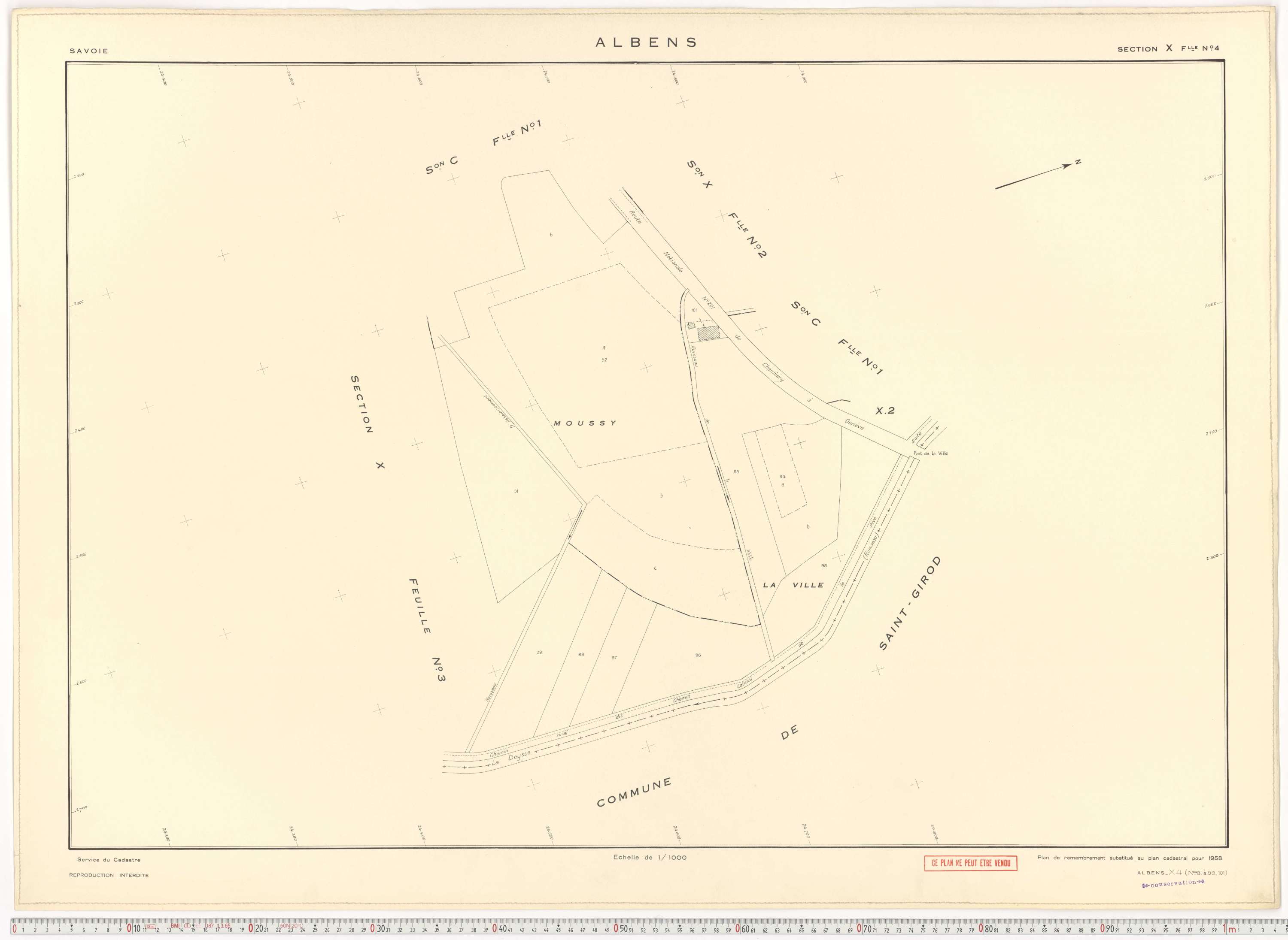 Albens - Cadastre rénové (1953), cadastre remembré (1988).