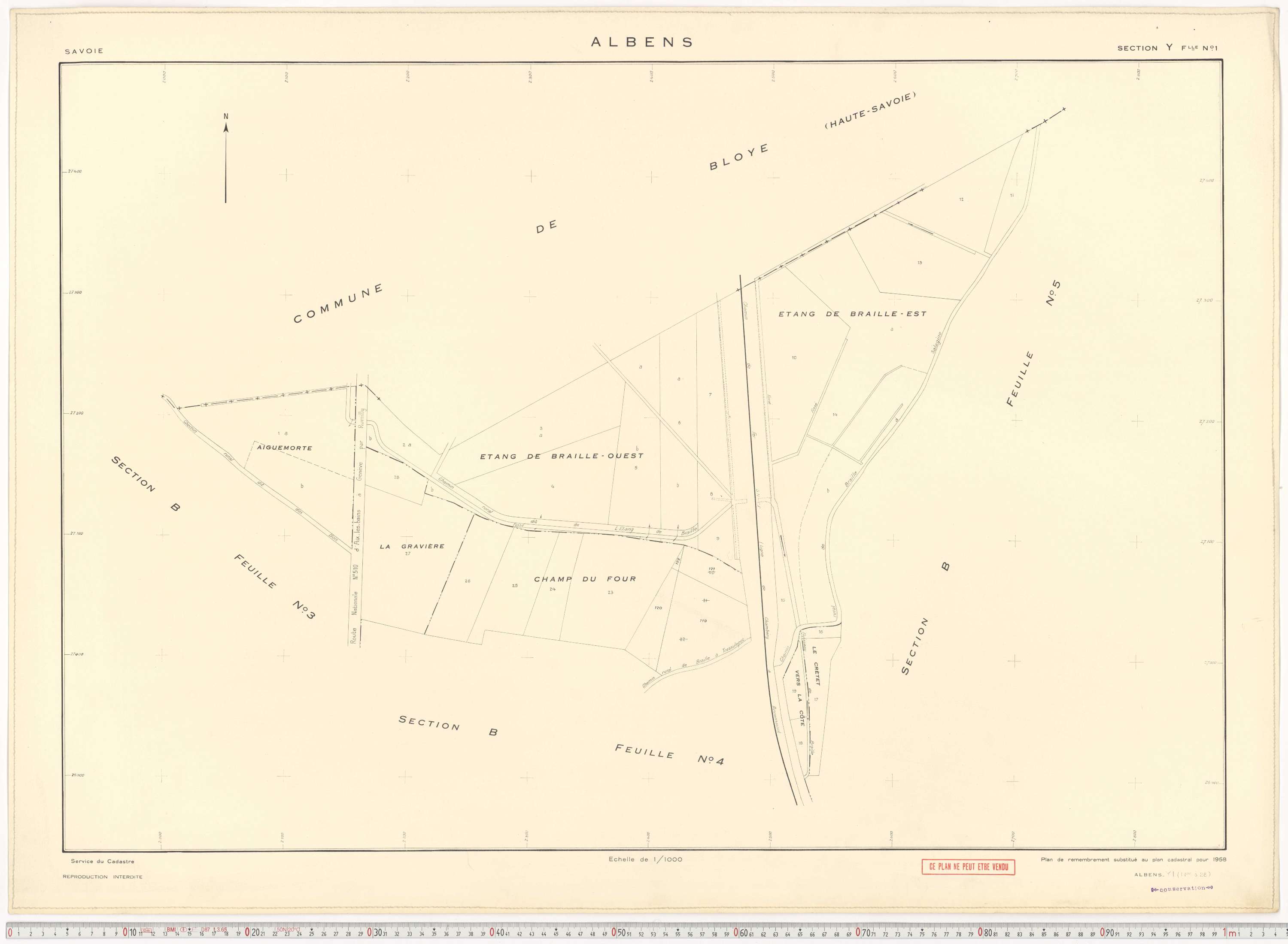 Albens - Cadastre rénové (1953), cadastre remembré (1988).