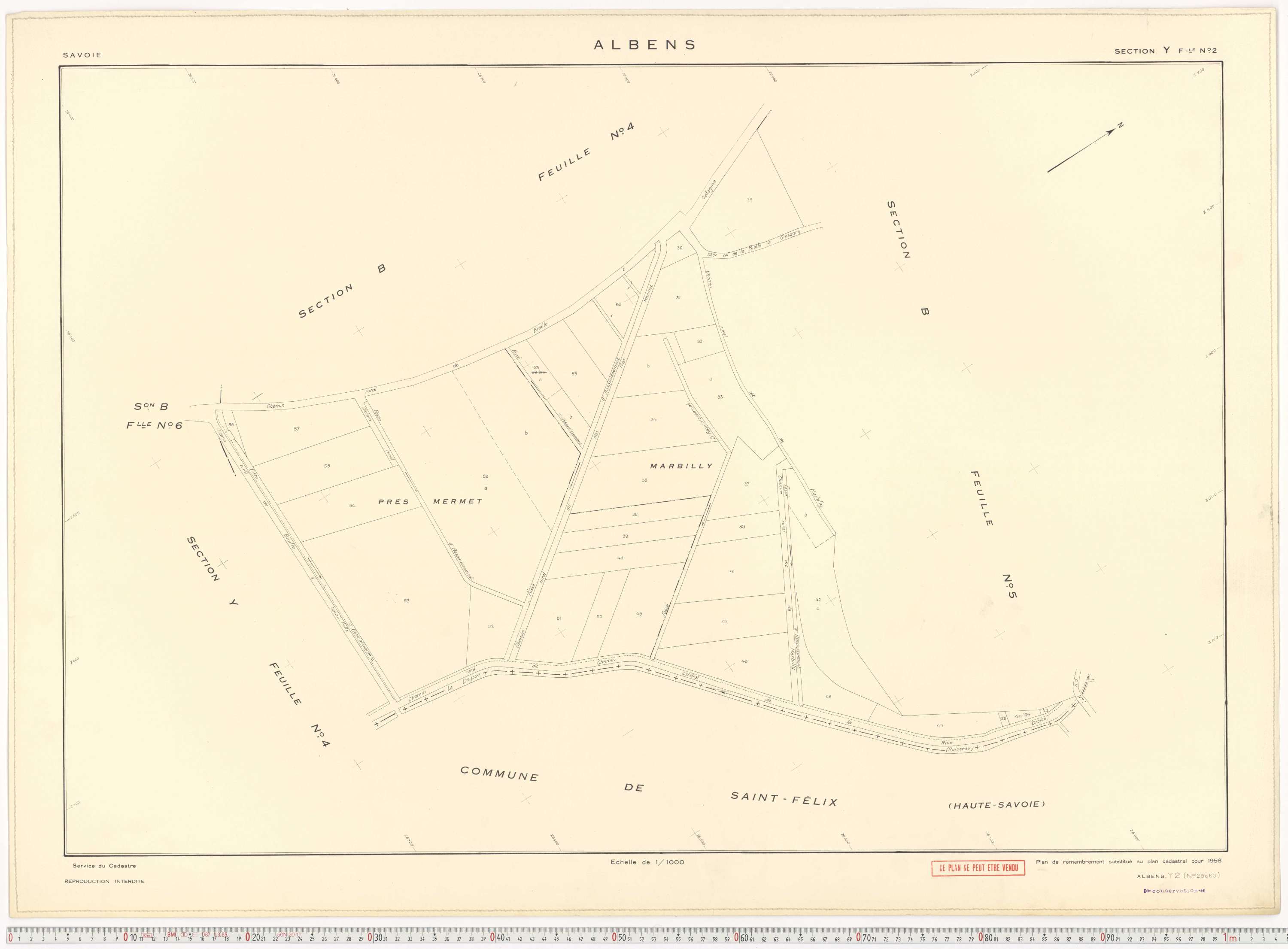 Albens - Cadastre rénové (1953), cadastre remembré (1988).