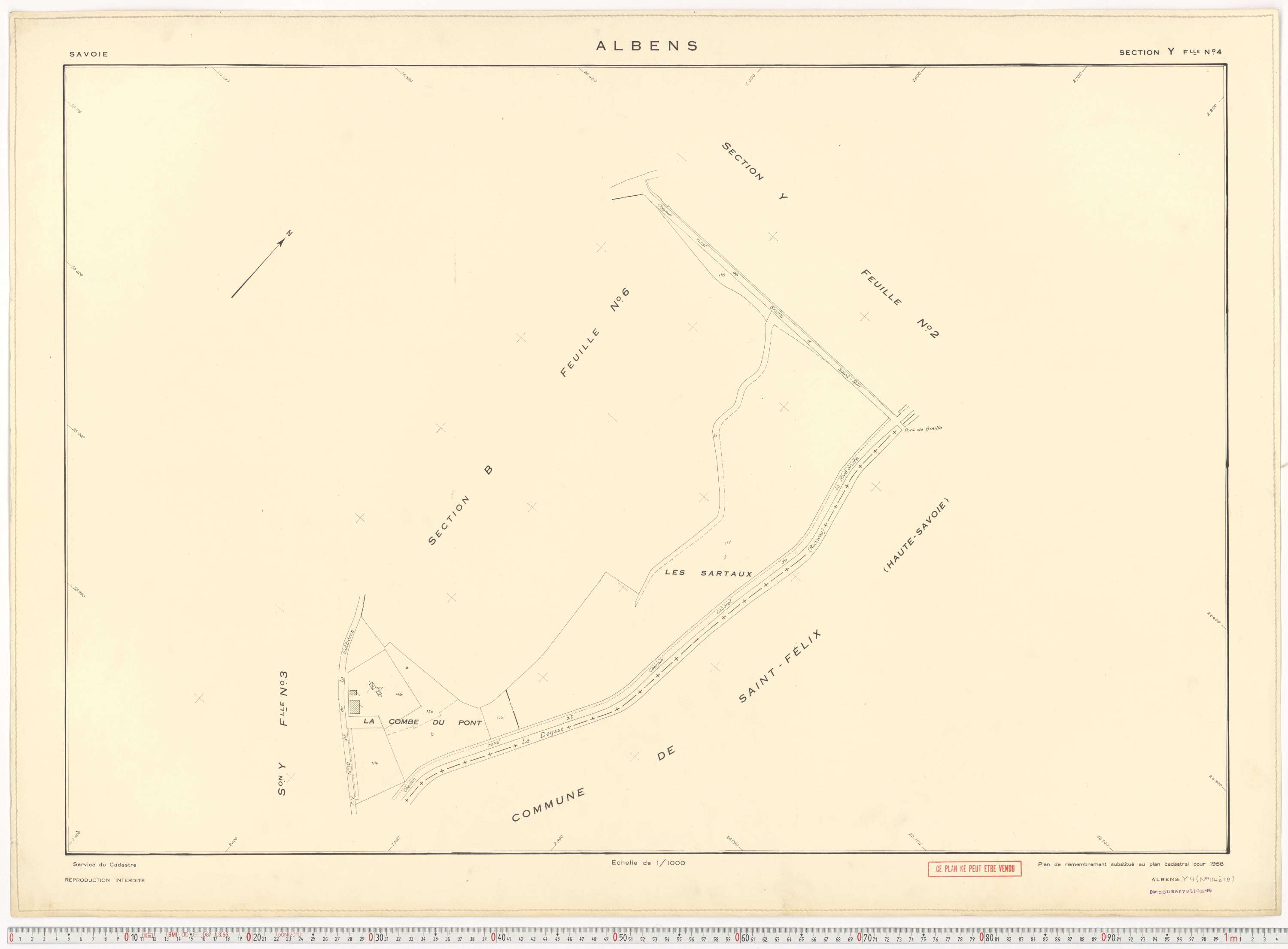 Albens - Cadastre rénové (1953), cadastre remembré (1988).