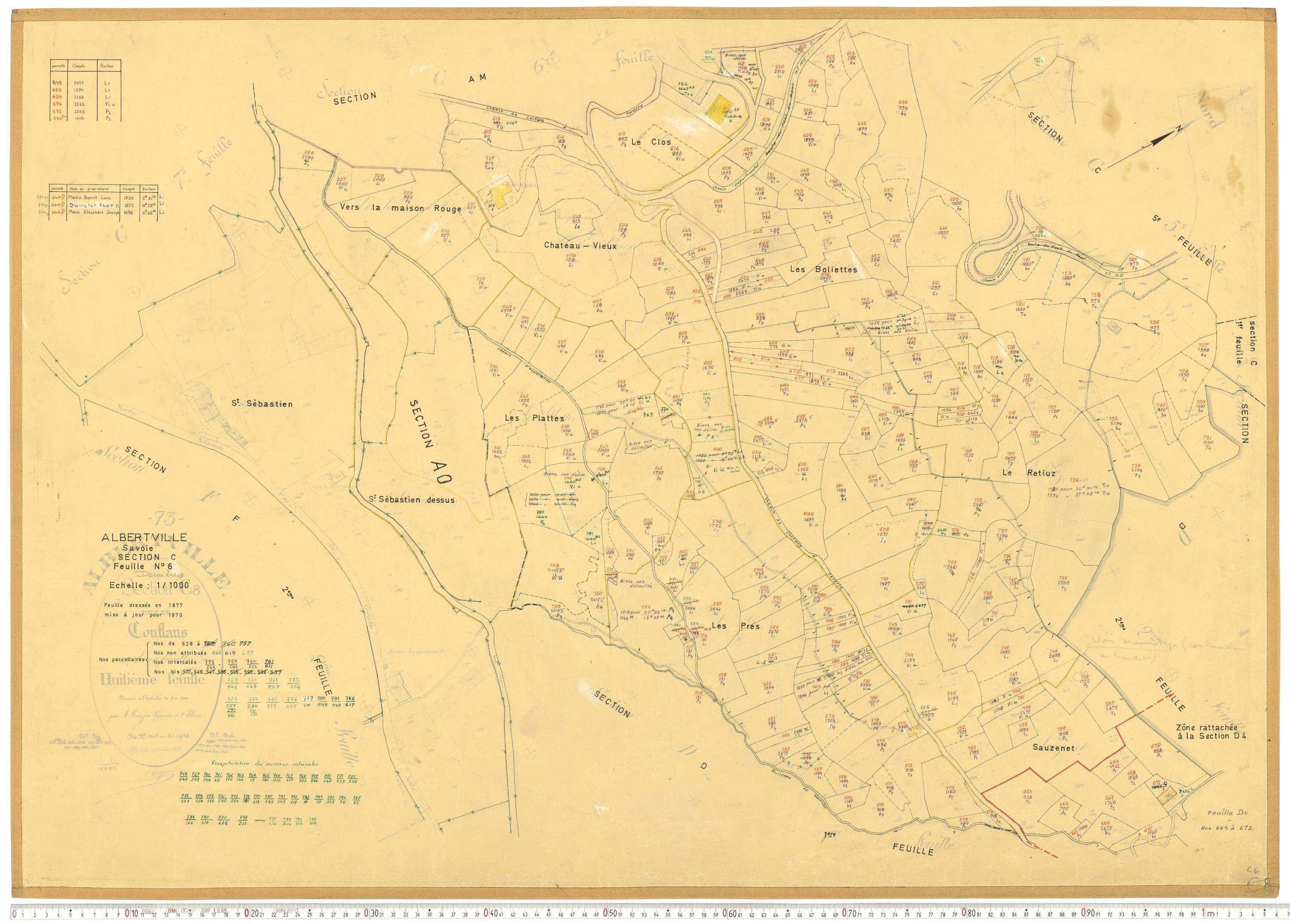 Albertville - Cadastre rénové, mise à jour (1970-1973).