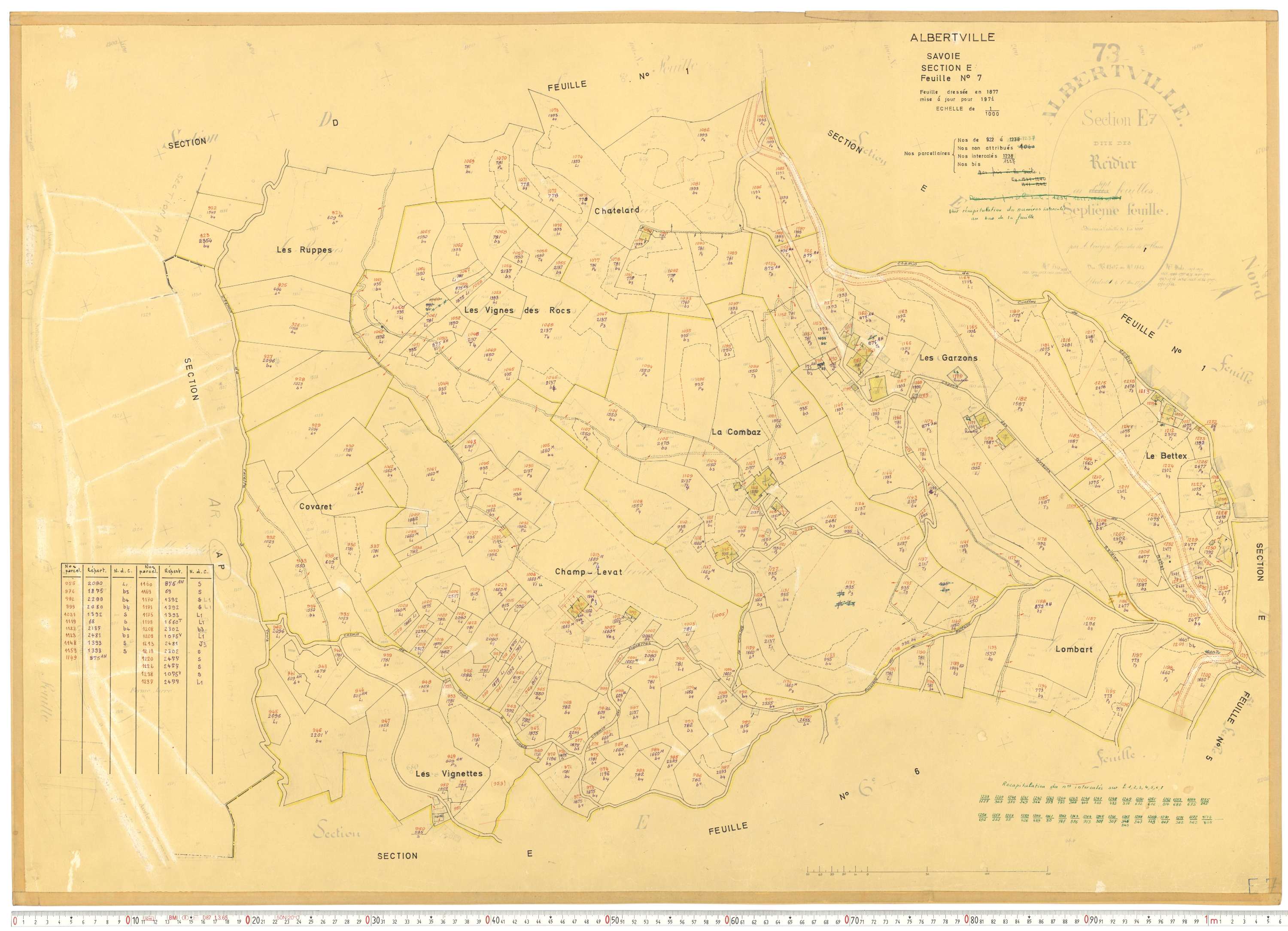 Albertville - Cadastre rénové, mise à jour (1970-1973).