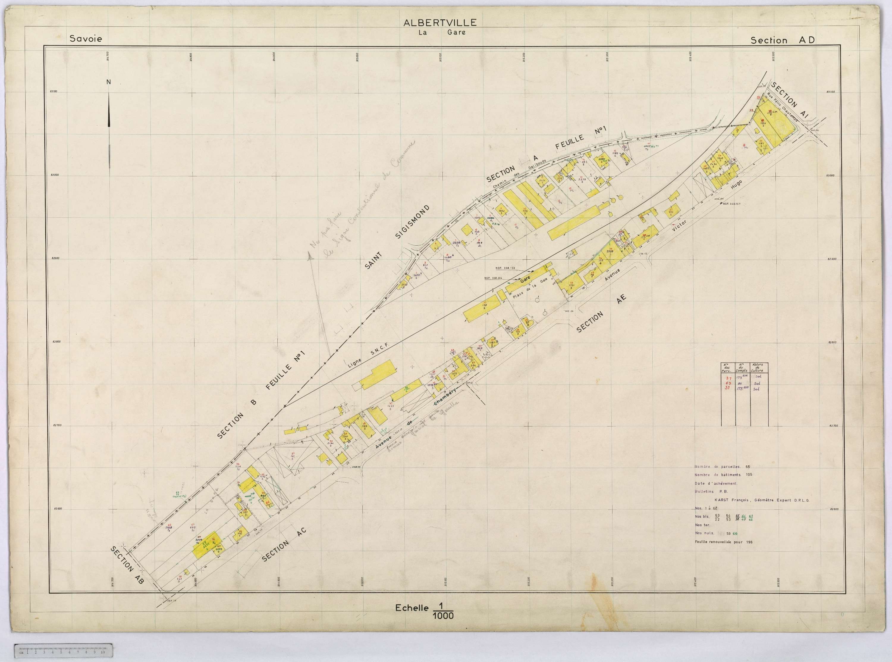 Albertville - Cadastre rénové, réfection (1968-1970).