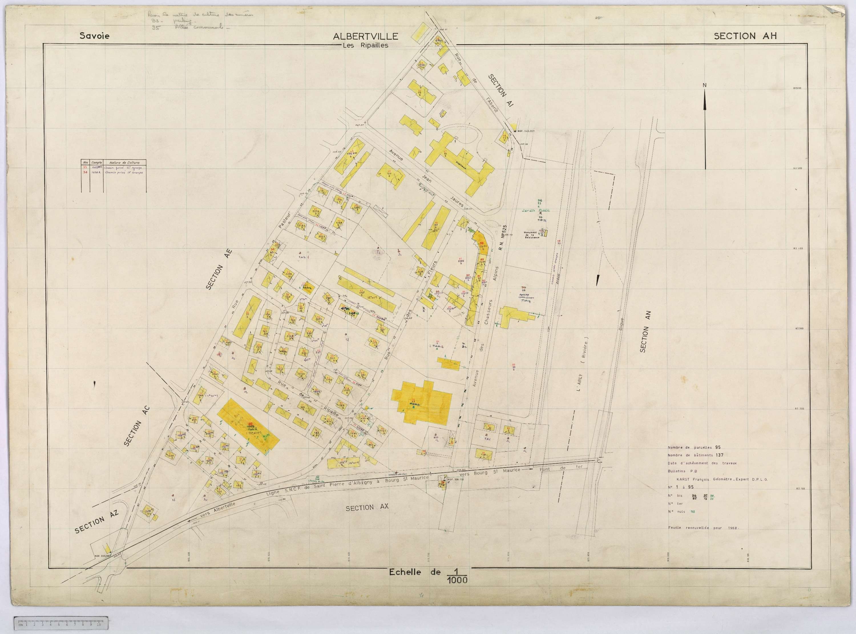 Albertville - Cadastre rénové, réfection (1968-1970).