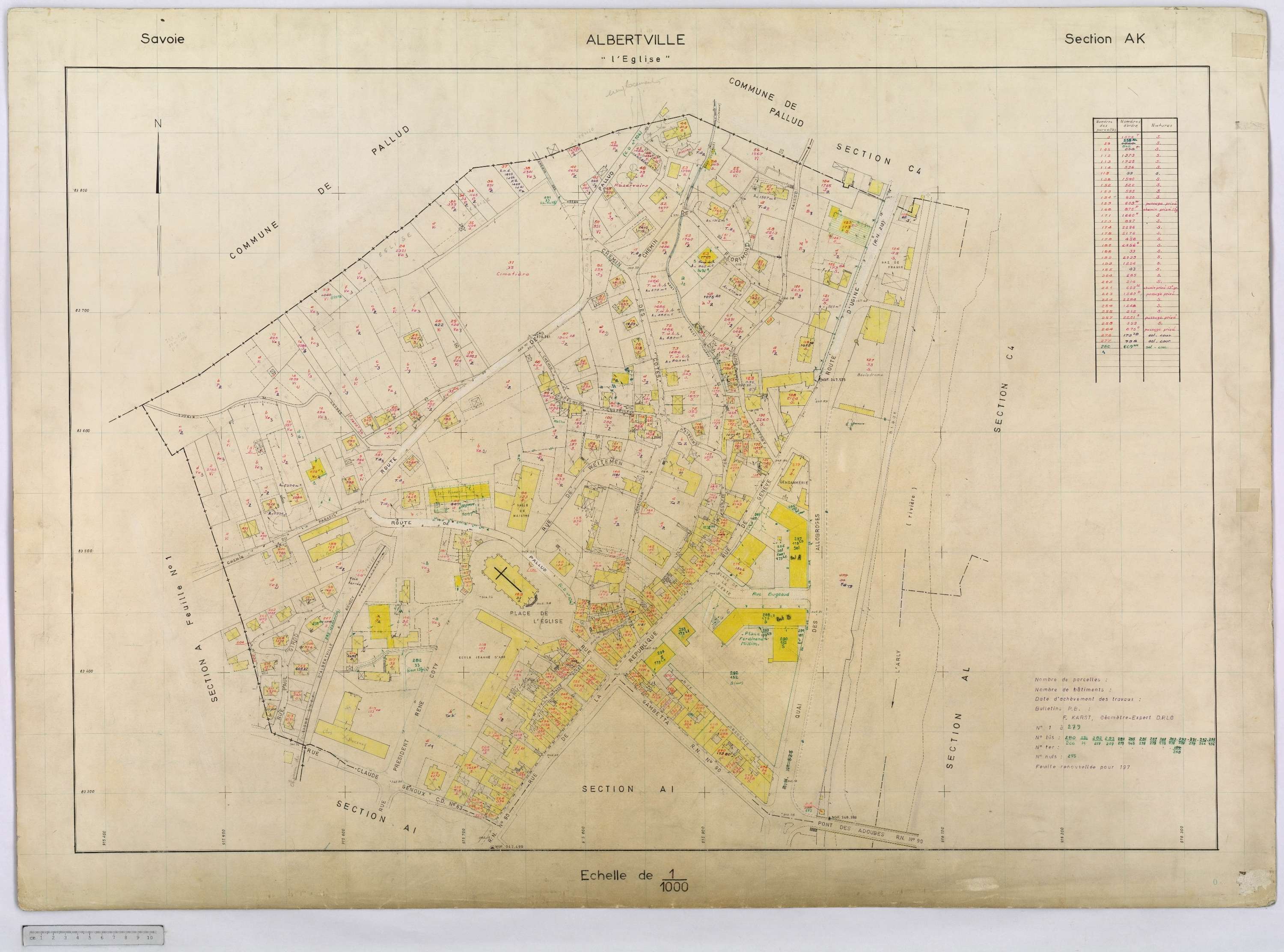 Albertville - Cadastre rénové, réfection (1968-1970).