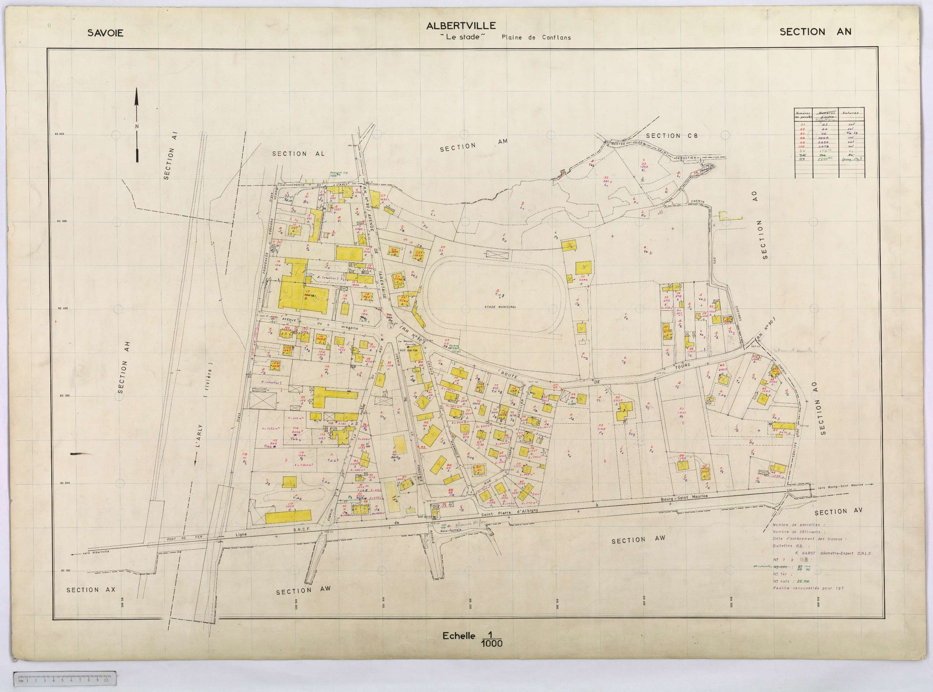Albertville - Cadastre rénové, réfection (1968-1970).