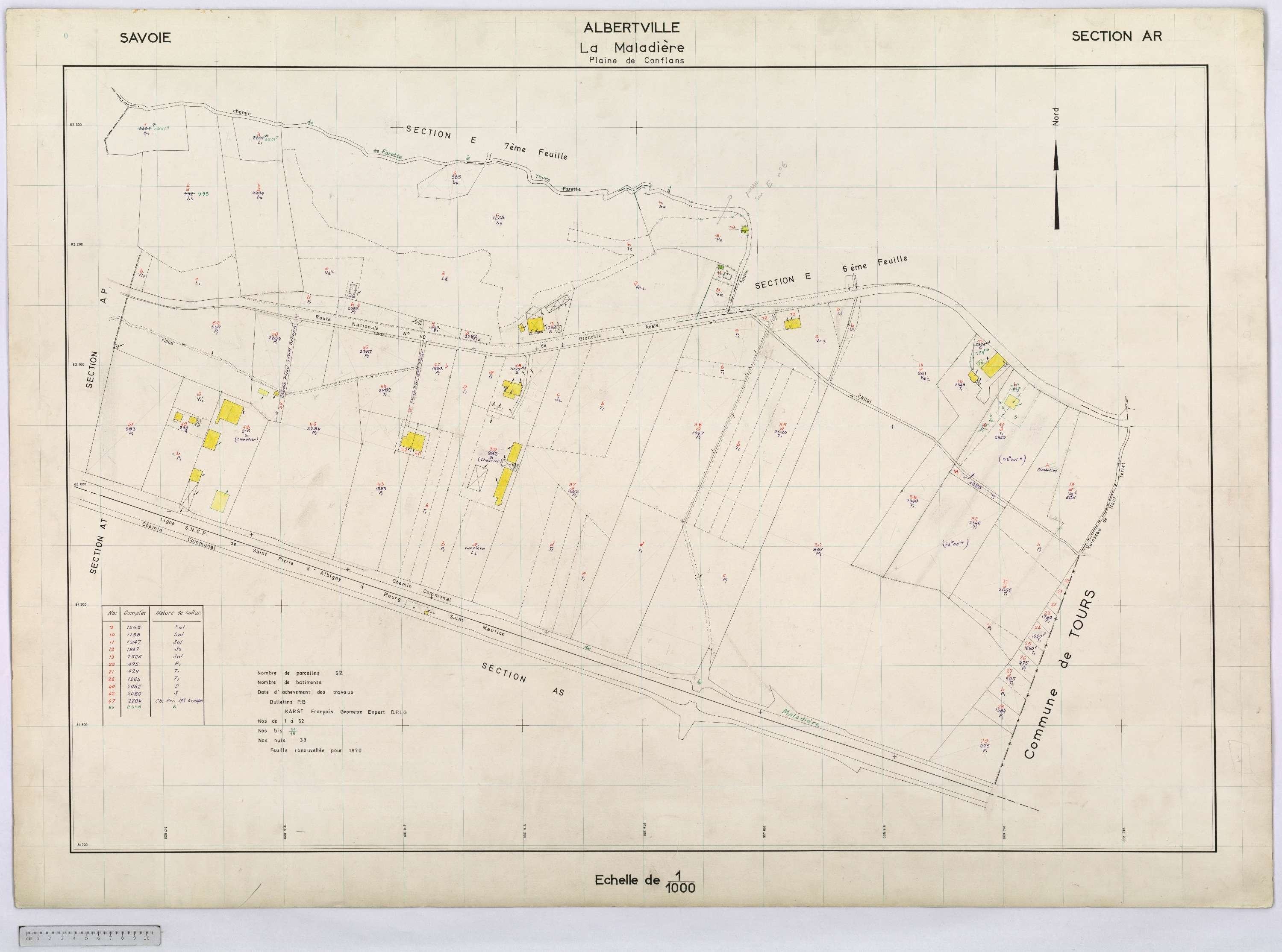 Albertville - Cadastre rénové, réfection (1968-1970).