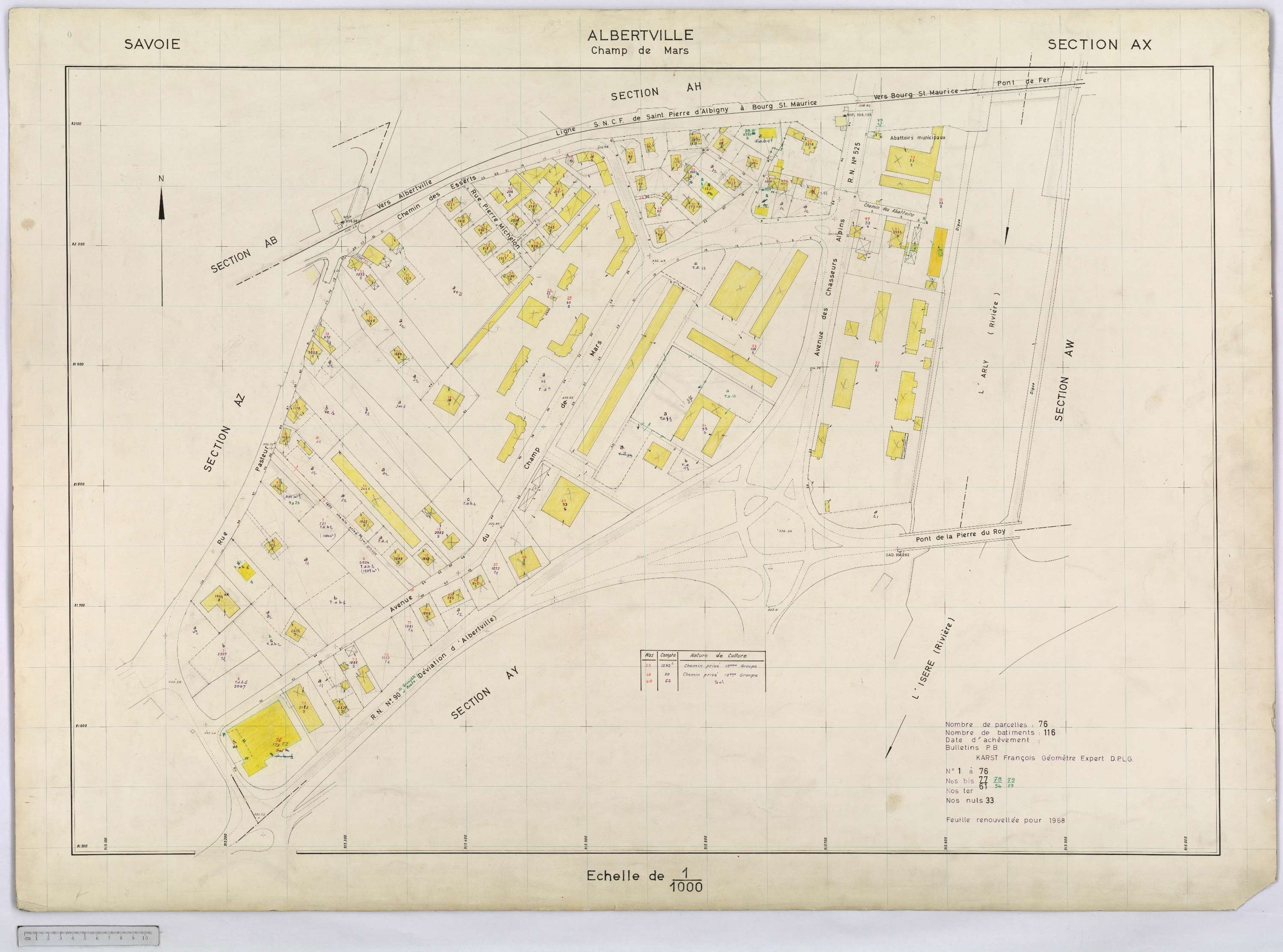 Albertville - Cadastre rénové, réfection (1968-1970).