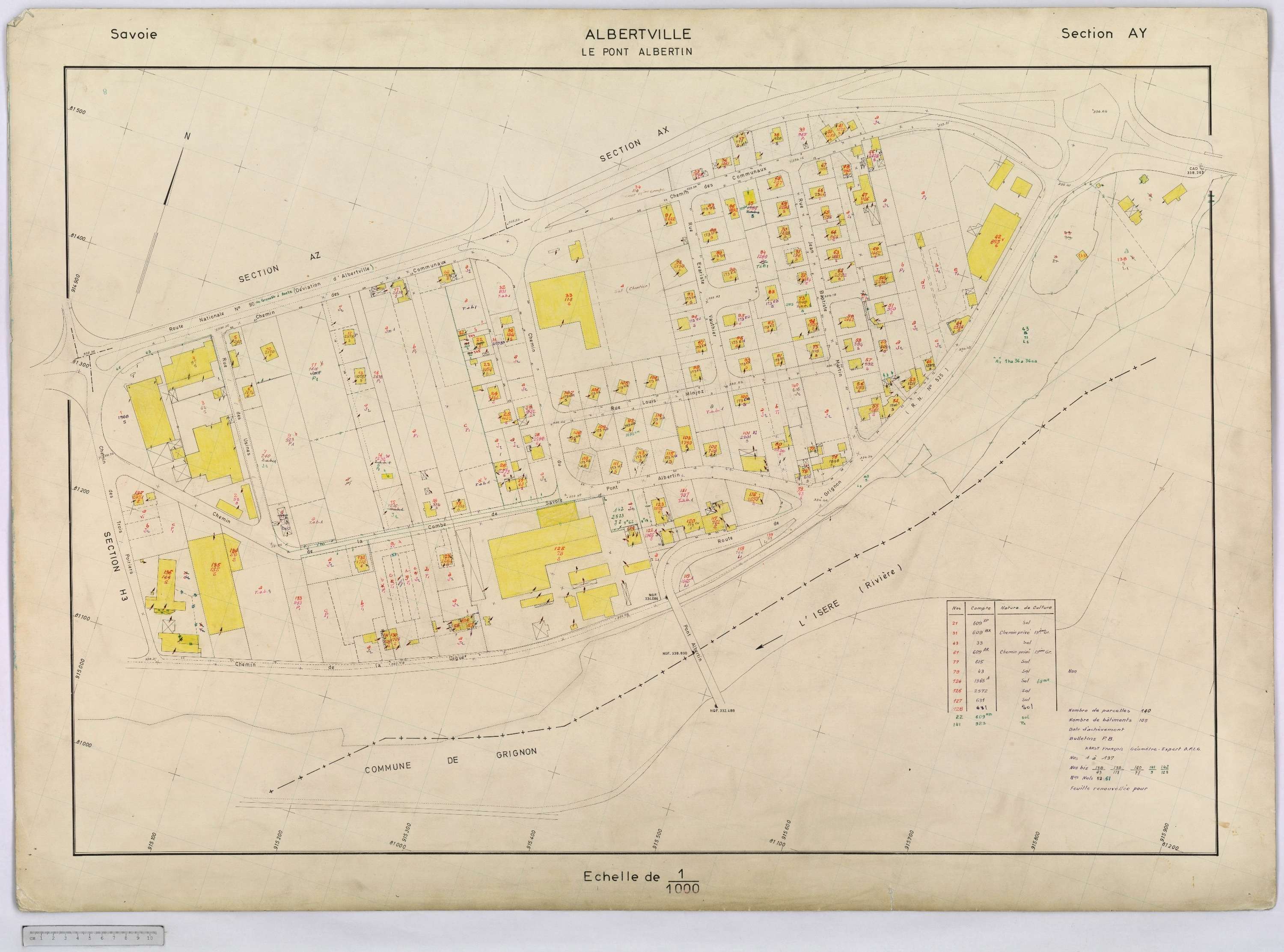 Albertville - Cadastre rénové, réfection (1968-1970).