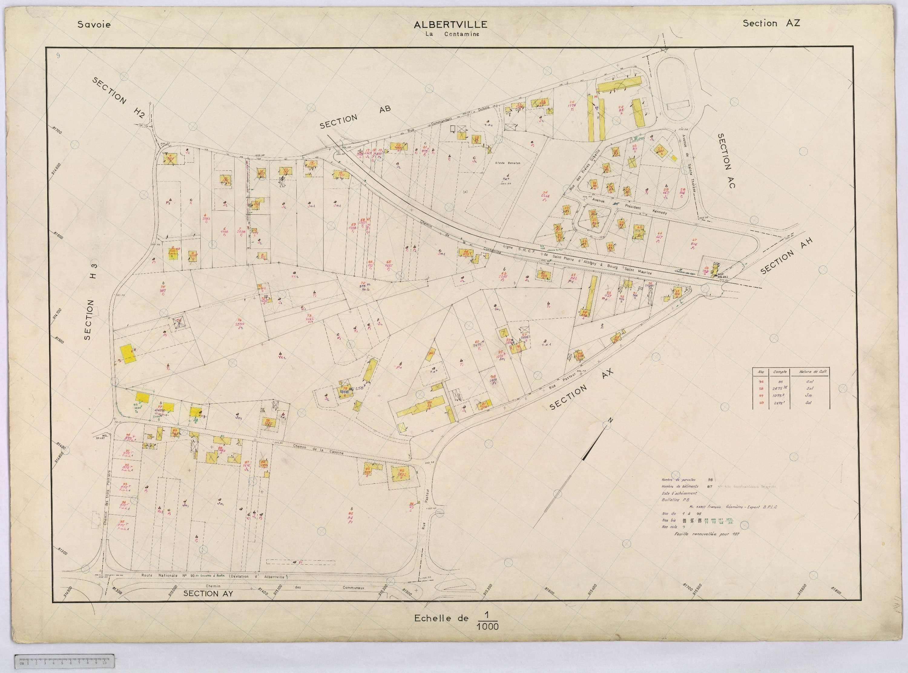 Albertville - Cadastre rénové, réfection (1968-1970).