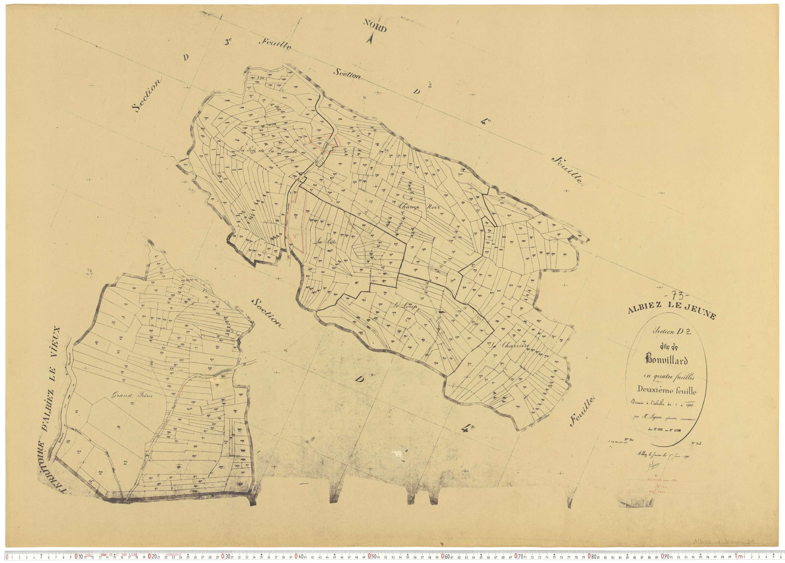 Albiez-le-Jeune - Plans cadastraux du cadastre rénové.