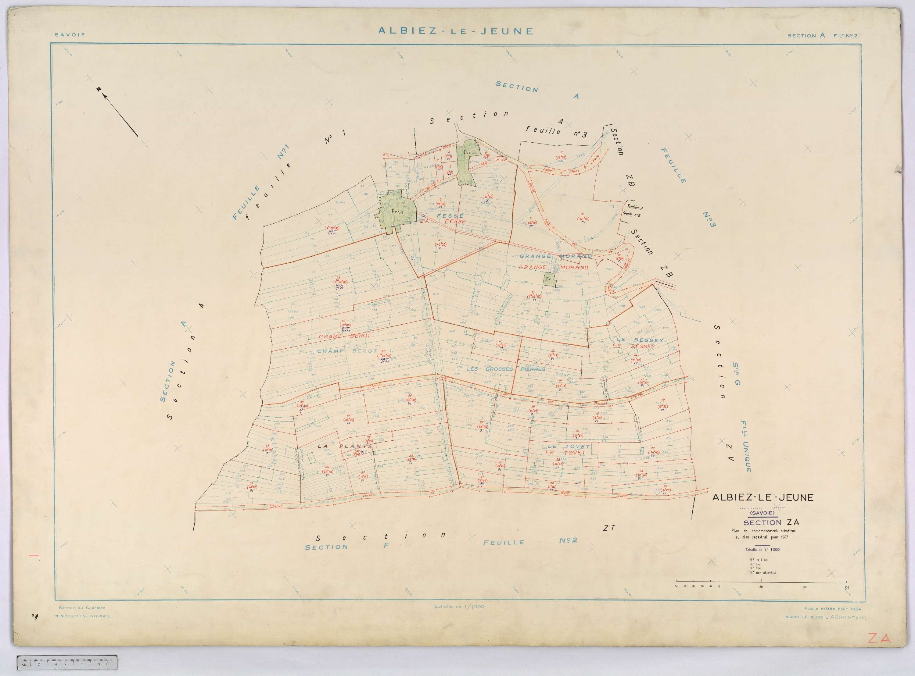 Albiez-le-Jeune - Cadastre remembré (1967).