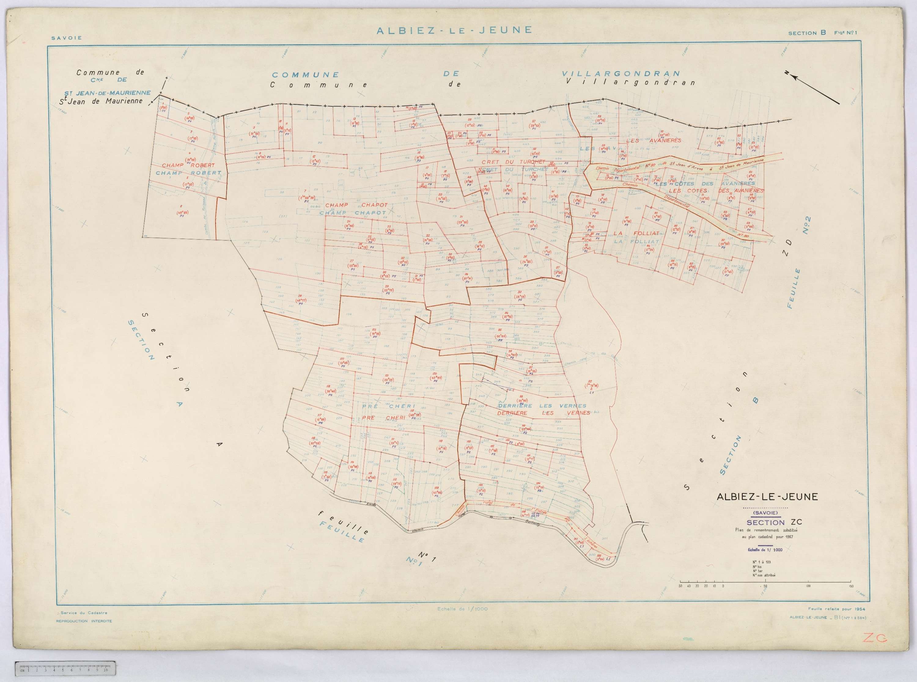 Albiez-le-Jeune - Cadastre remembré (1967).