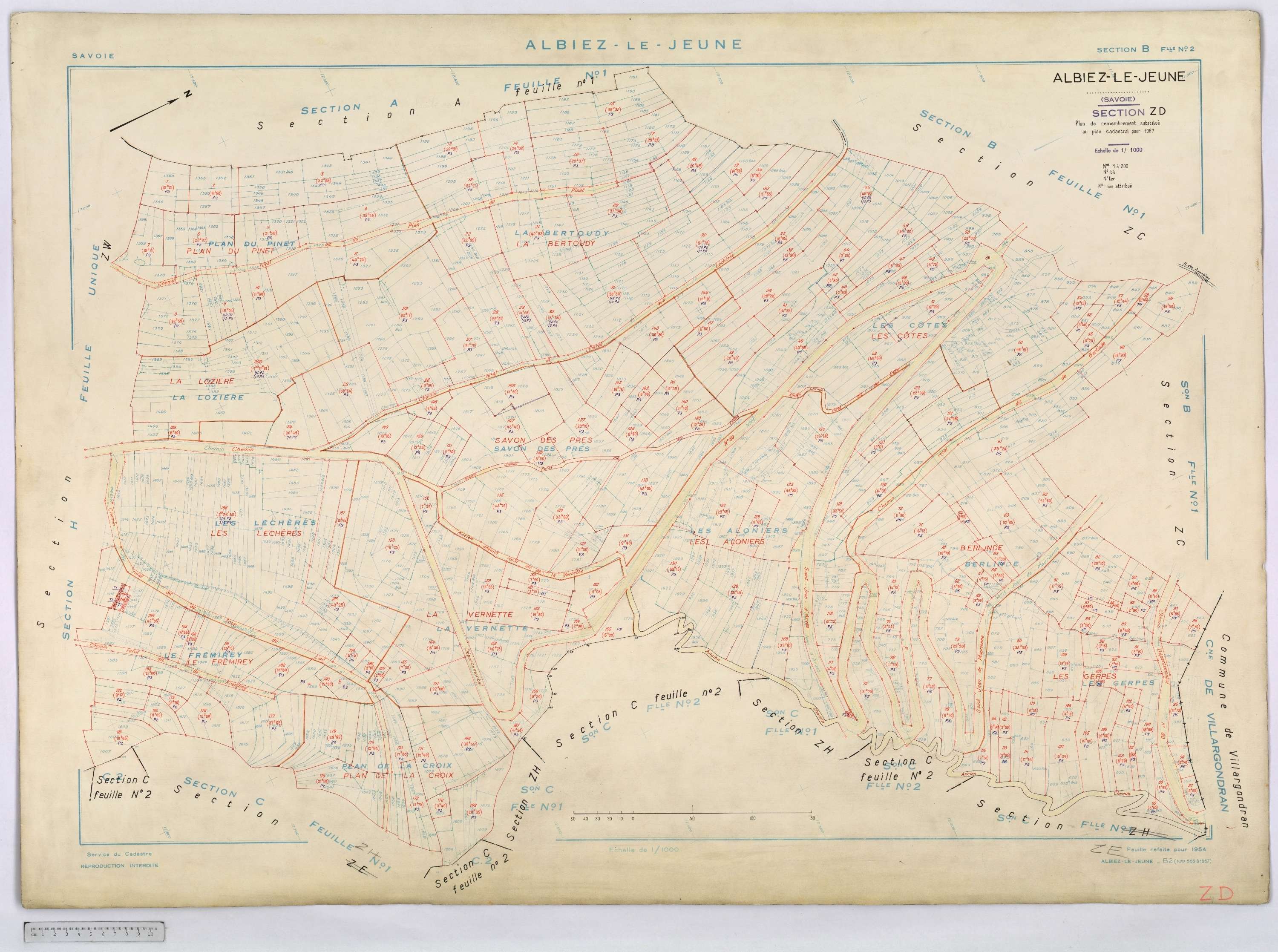 Albiez-le-Jeune - Cadastre remembré (1967).