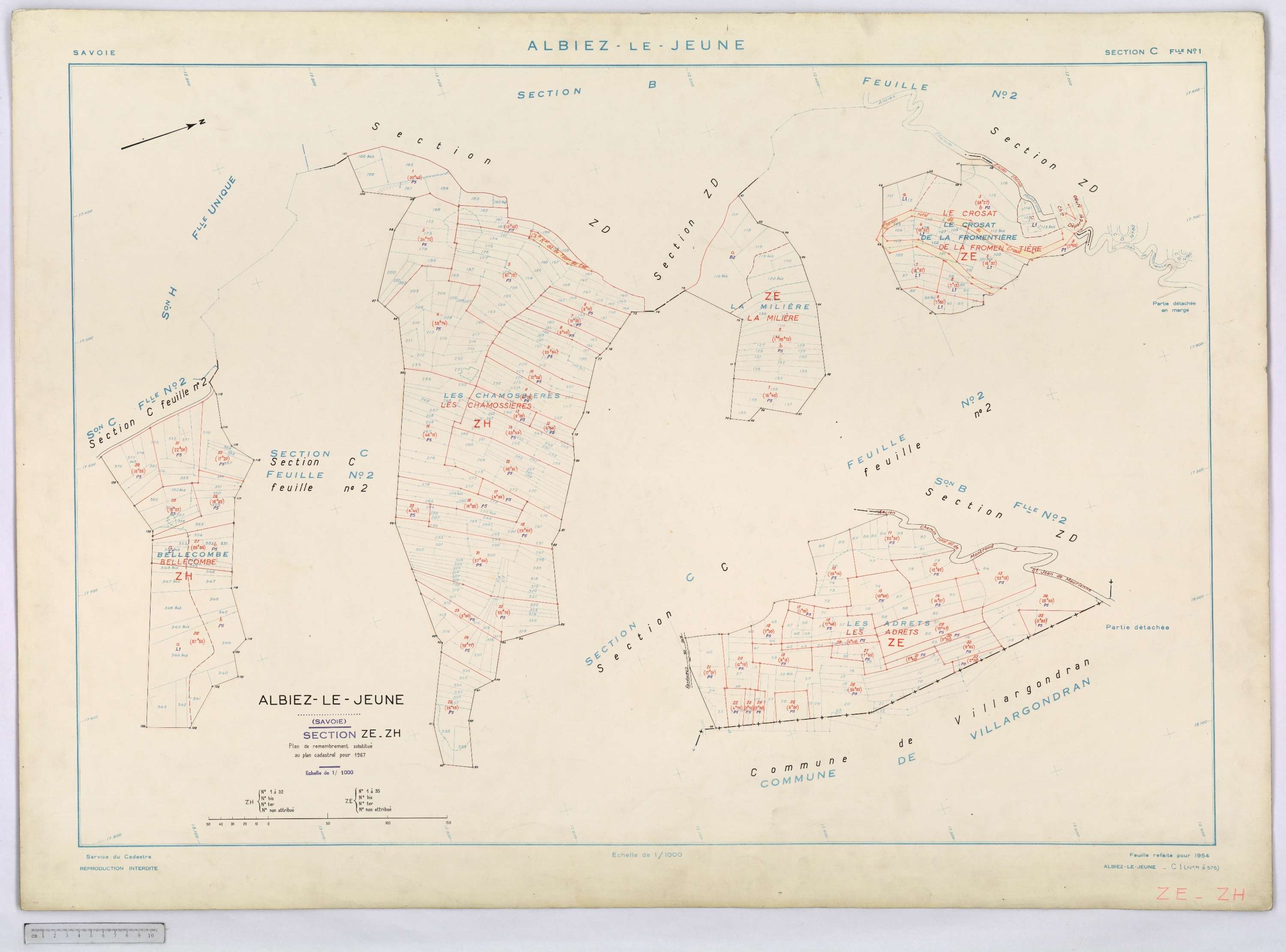 Albiez-le-Jeune - Cadastre remembré (1967).