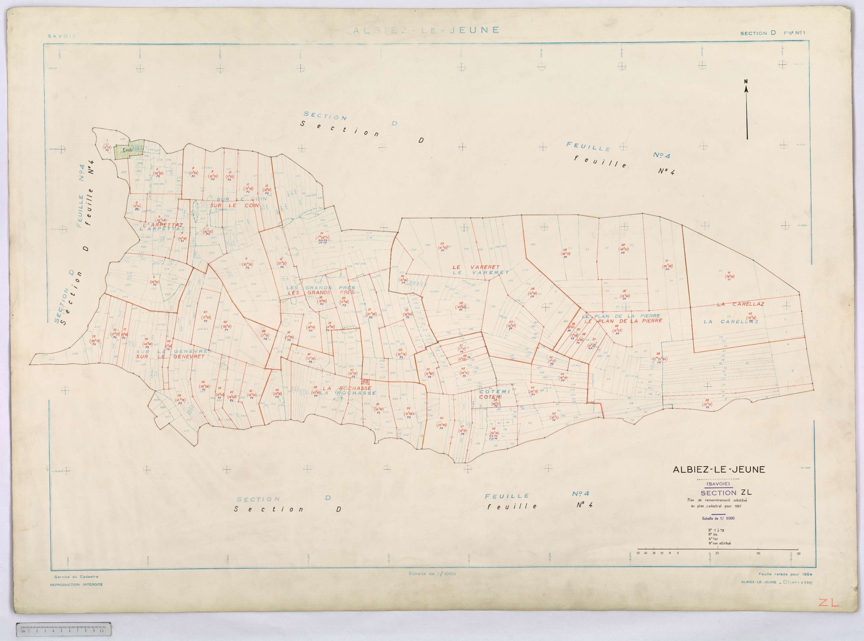 Albiez-le-Jeune - Cadastre remembré (1967).