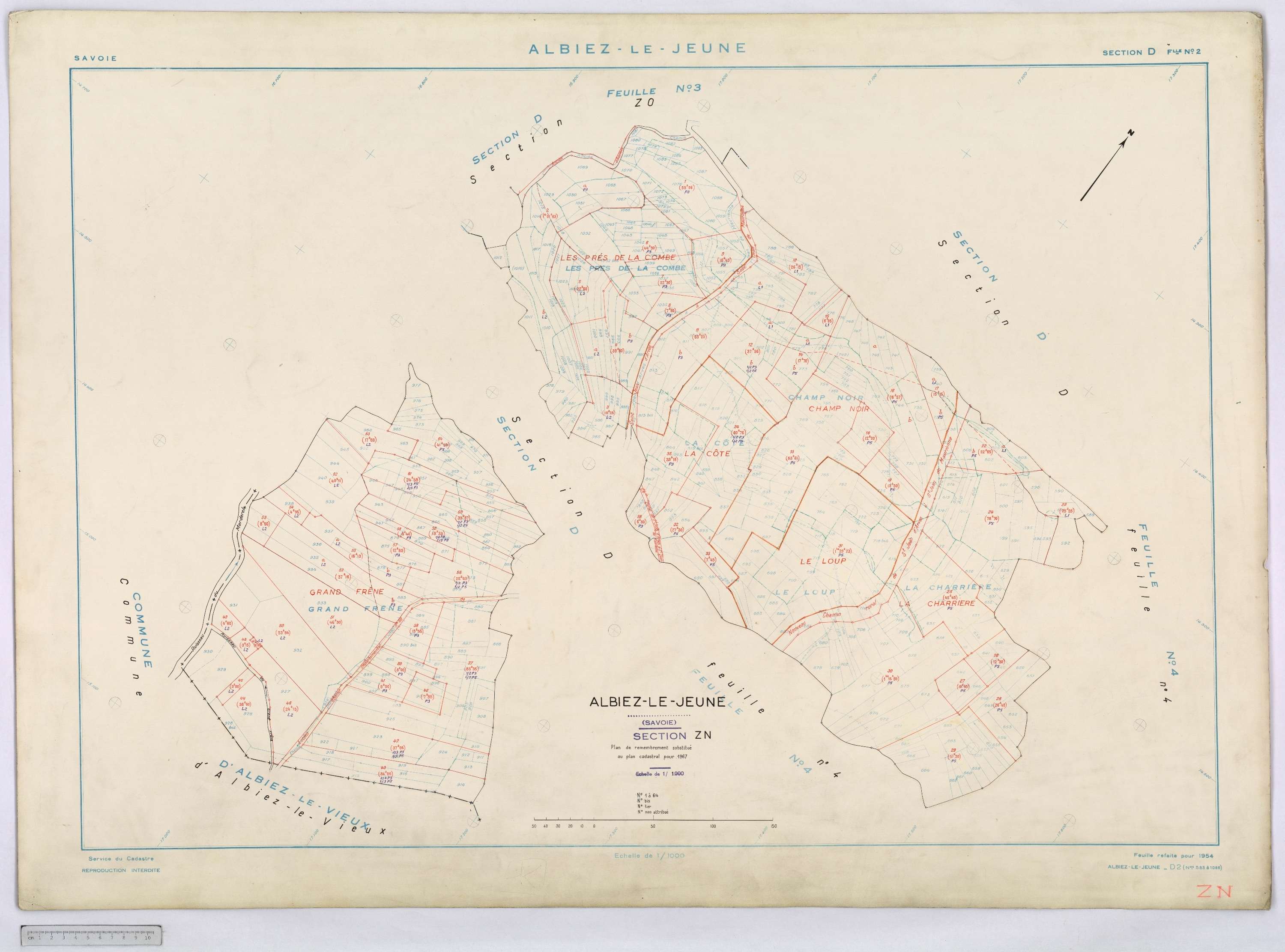 Albiez-le-Jeune - Cadastre remembré (1967).