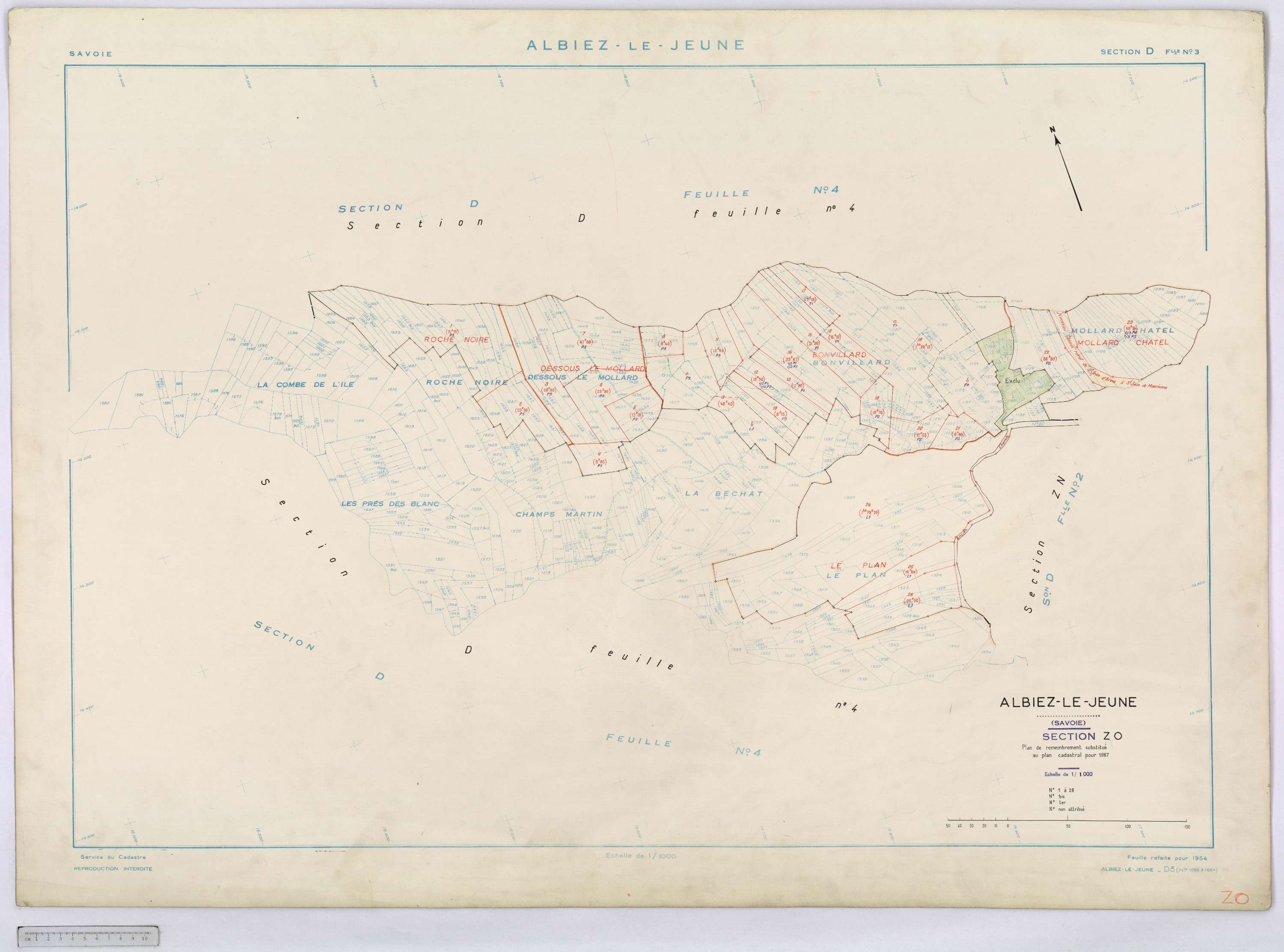 Albiez-le-Jeune - Cadastre remembré (1967).