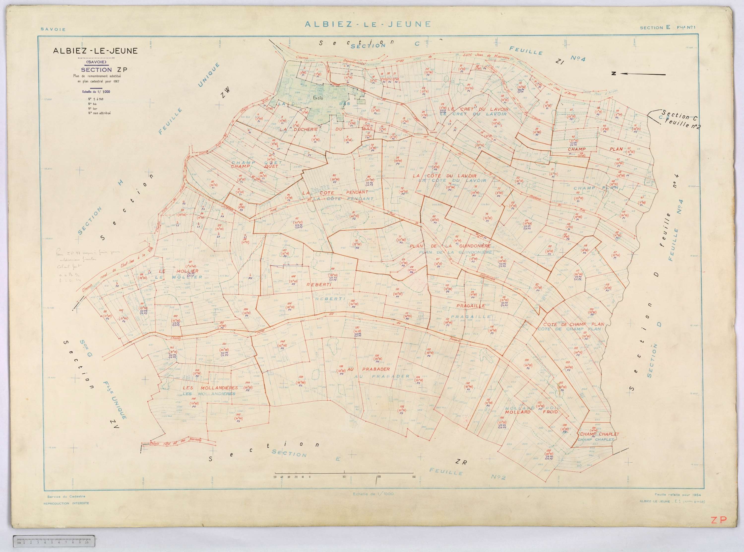 Albiez-le-Jeune - Cadastre remembré (1967).