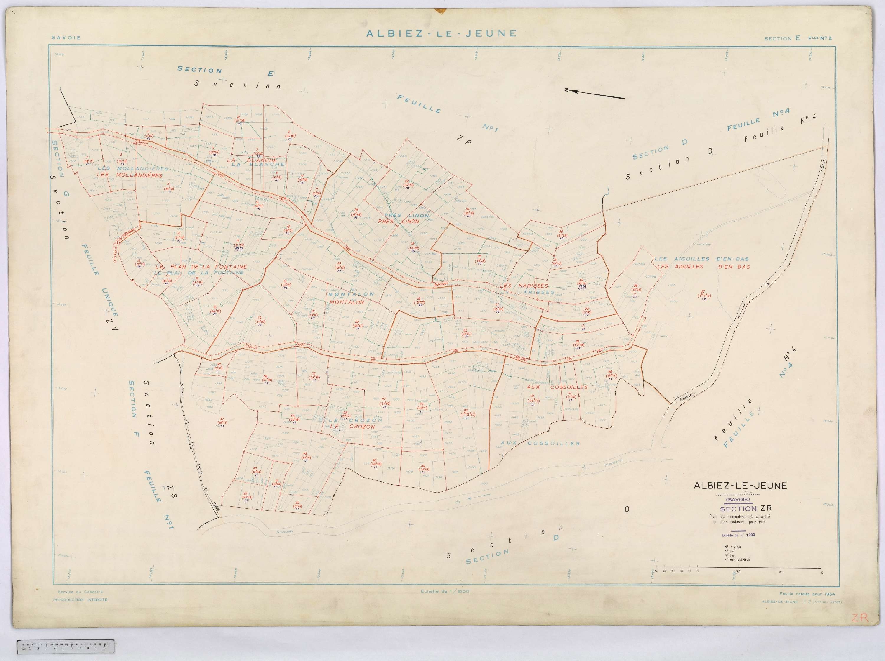 Albiez-le-Jeune - Cadastre remembré (1967).