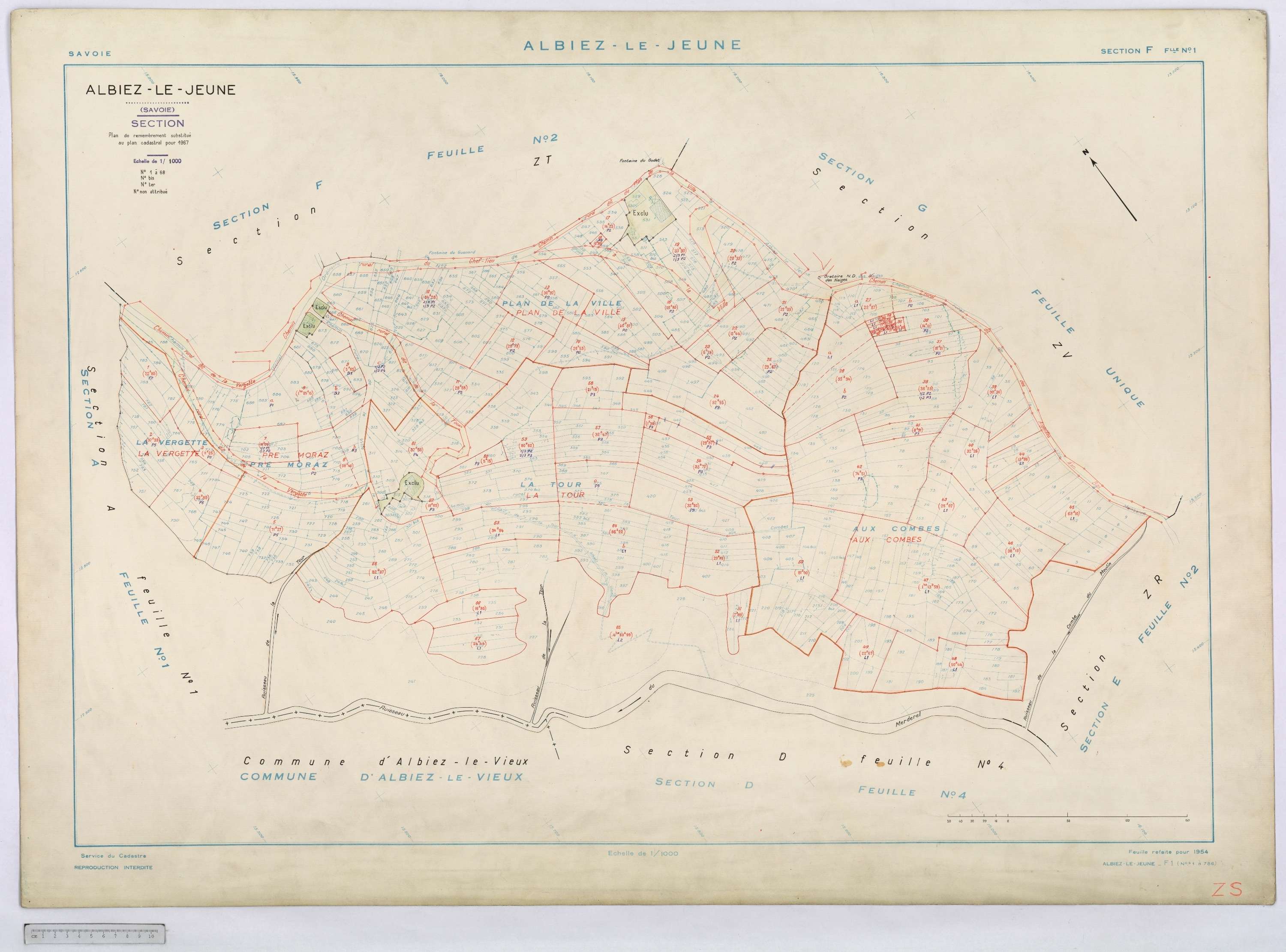 Albiez-le-Jeune - Cadastre remembré (1967).