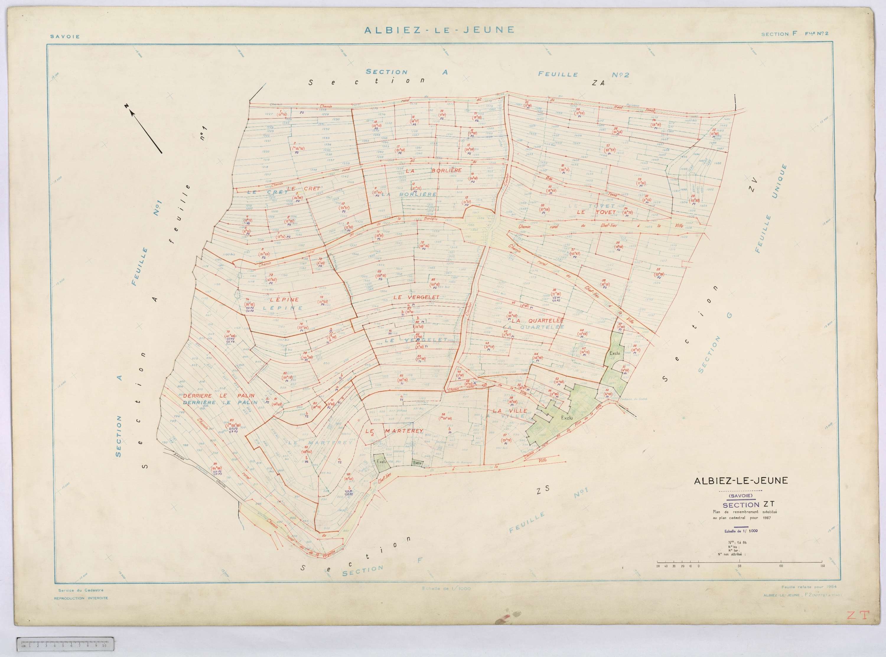 Albiez-le-Jeune - Cadastre remembré (1967).
