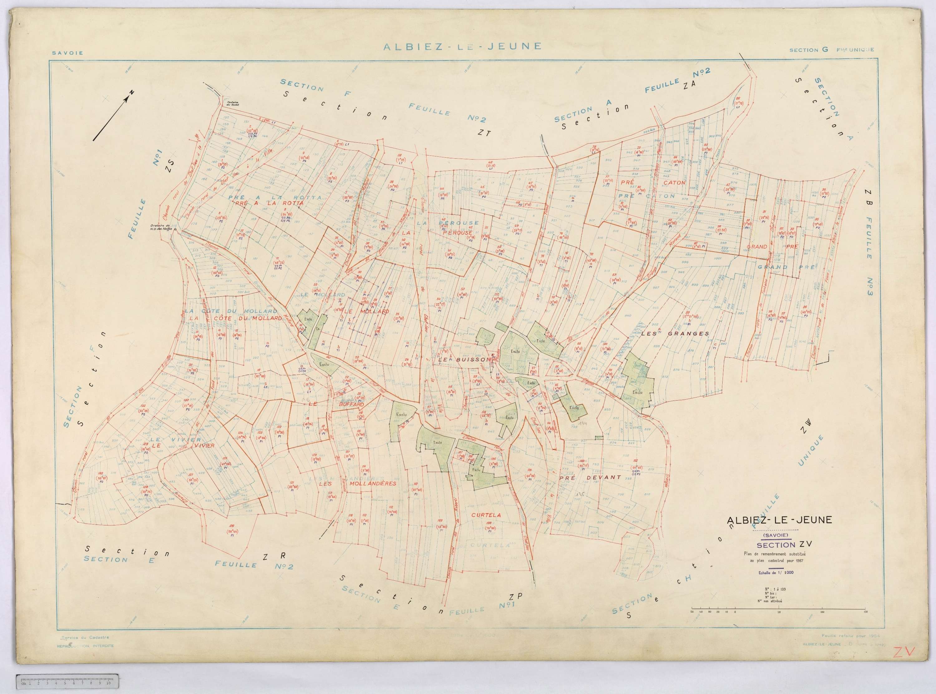 Albiez-le-Jeune - Cadastre remembré (1967).