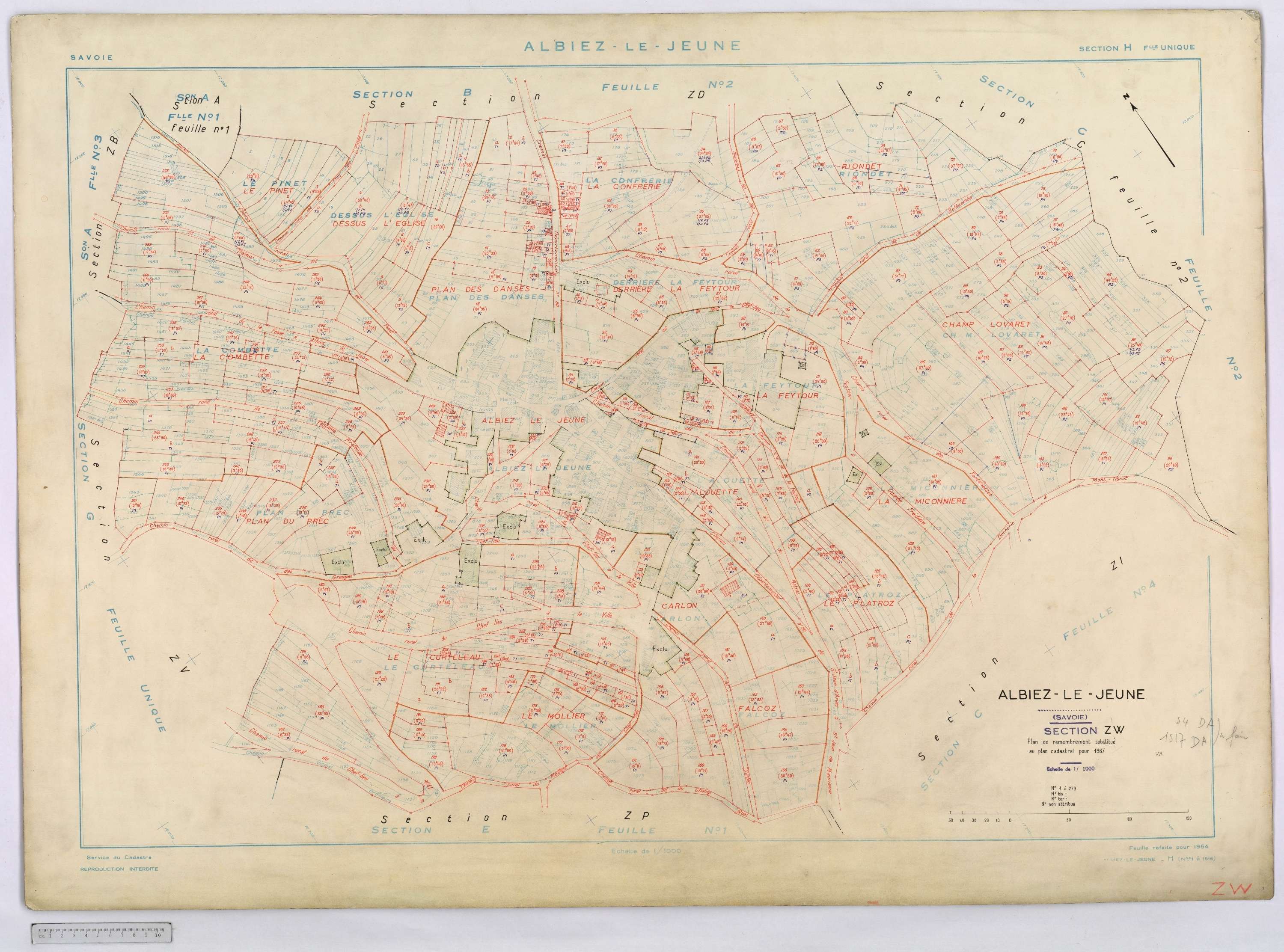 Albiez-le-Jeune - Cadastre remembré (1967).