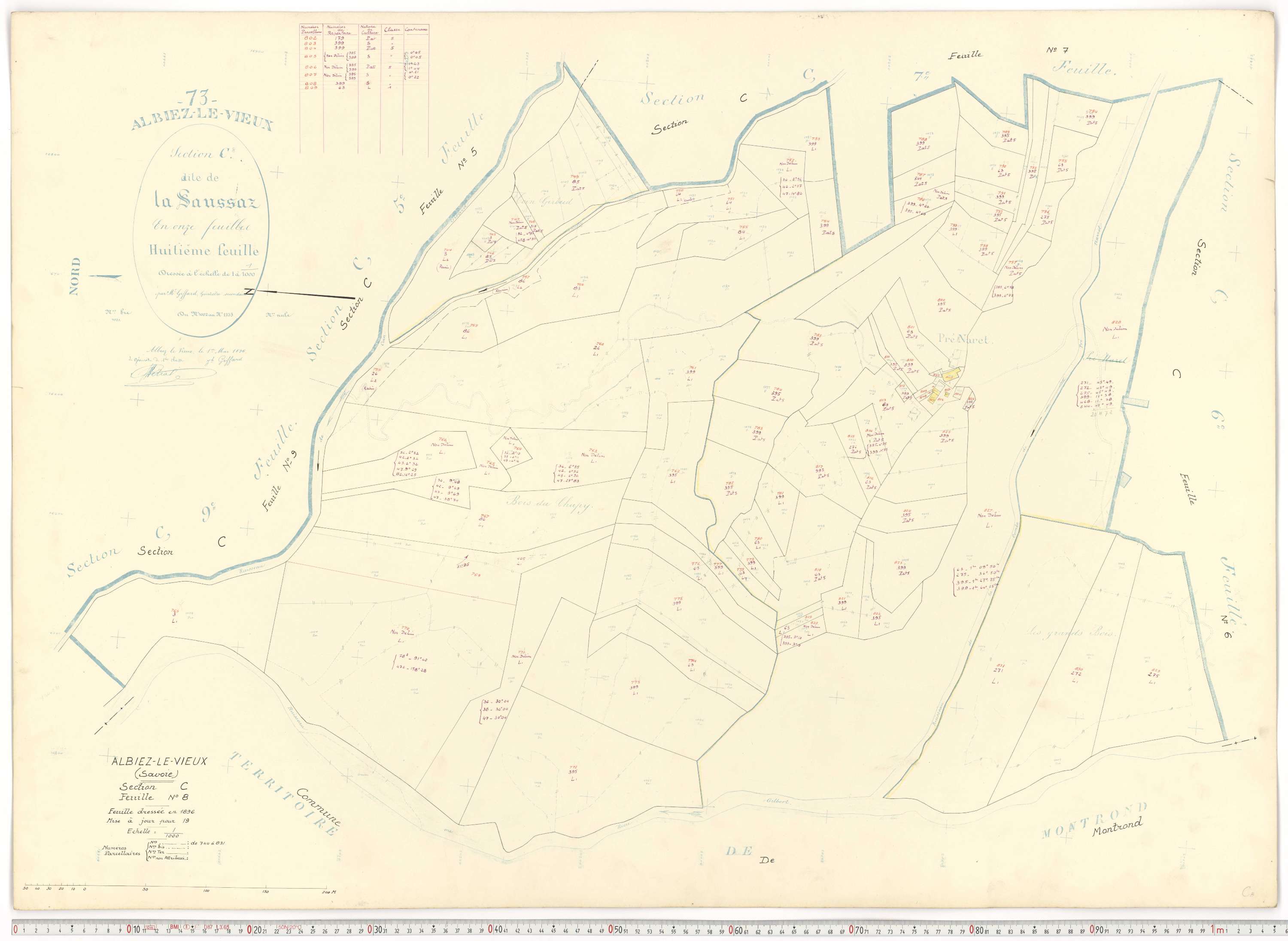 Albiez-Montrond - Plans cadastraux du cadastre rénové.