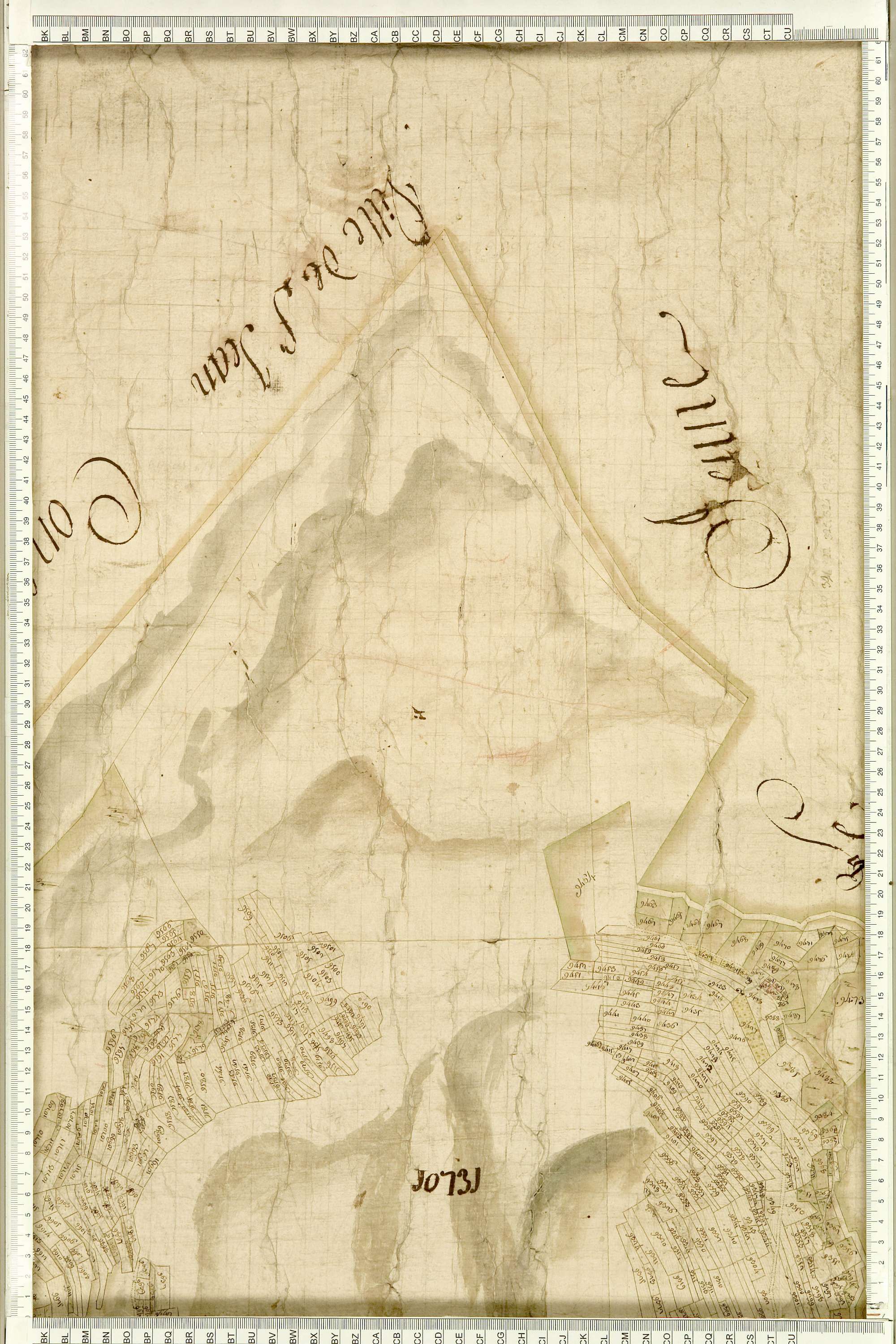 Albiez-Montrond - Copie de la mappe originale (plan cadastral) de la commune d’Albiez-le-Vieux. Signée Cocelli, directeur du bureau de la péréquation.