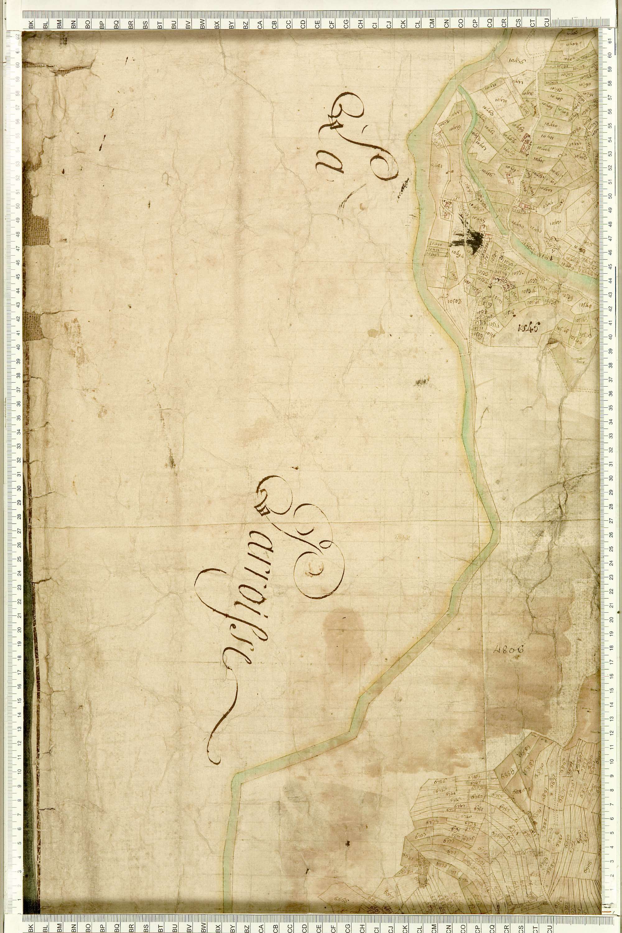Albiez-Montrond - Copie de la mappe originale (plan cadastral) de la commune d’Albiez-le-Vieux. Signée Cocelli, directeur du bureau de la péréquation.