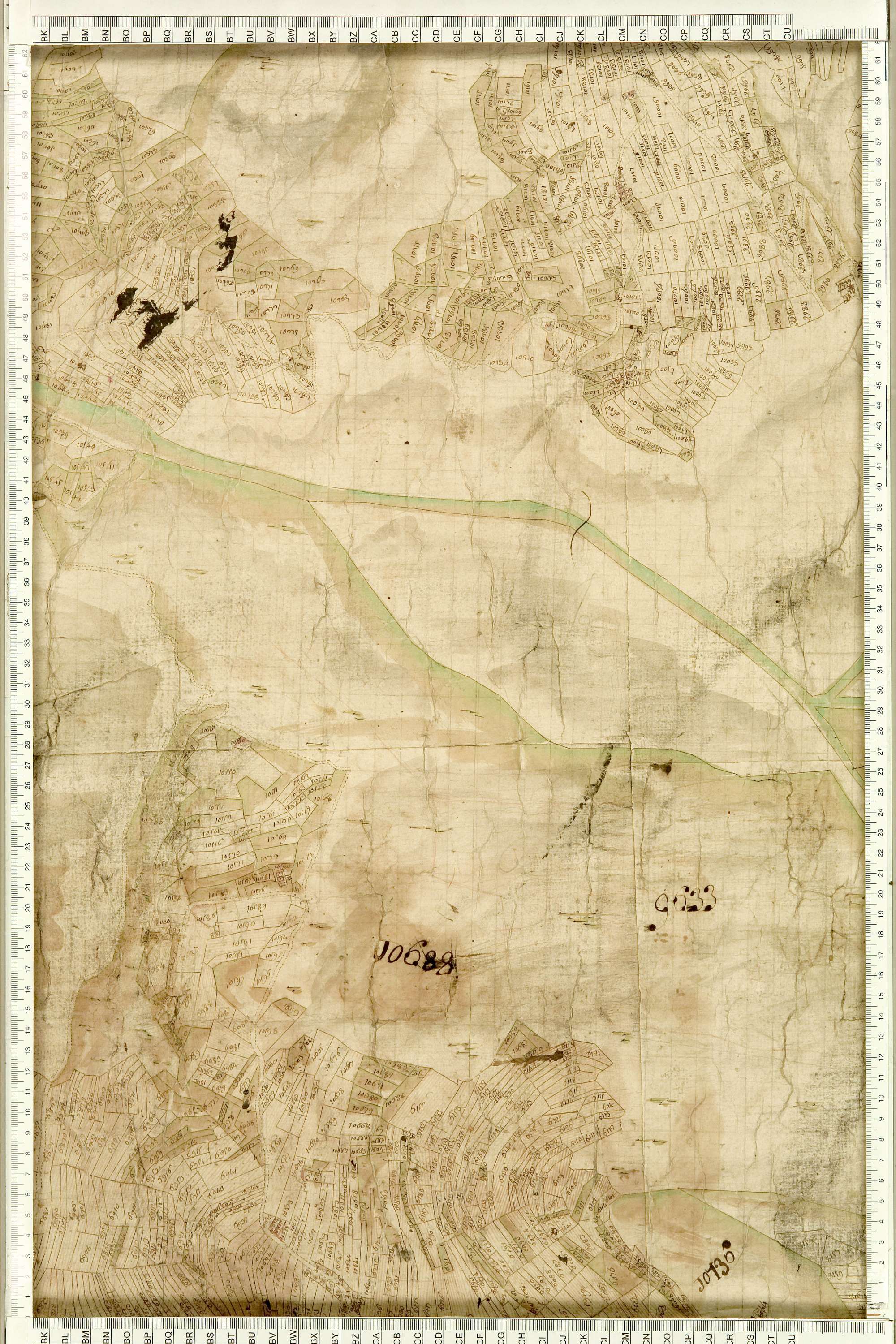 Albiez-Montrond - Copie de la mappe originale (plan cadastral) de la commune d’Albiez-le-Vieux. Signée Cocelli, directeur du bureau de la péréquation.