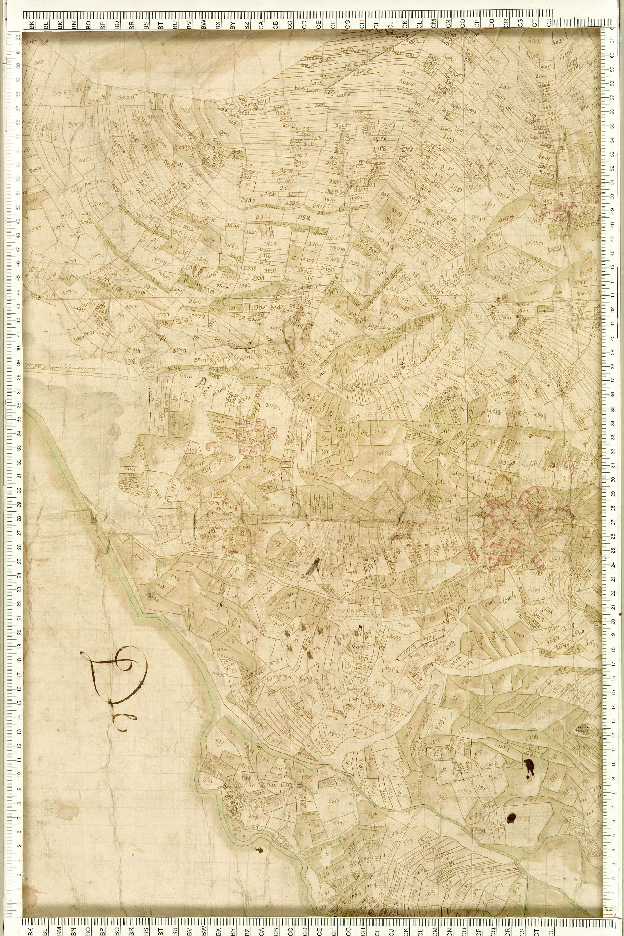 Albiez-Montrond - Copie de la mappe originale (plan cadastral) de la commune d’Albiez-le-Vieux. Signée Cocelli, directeur du bureau de la péréquation.