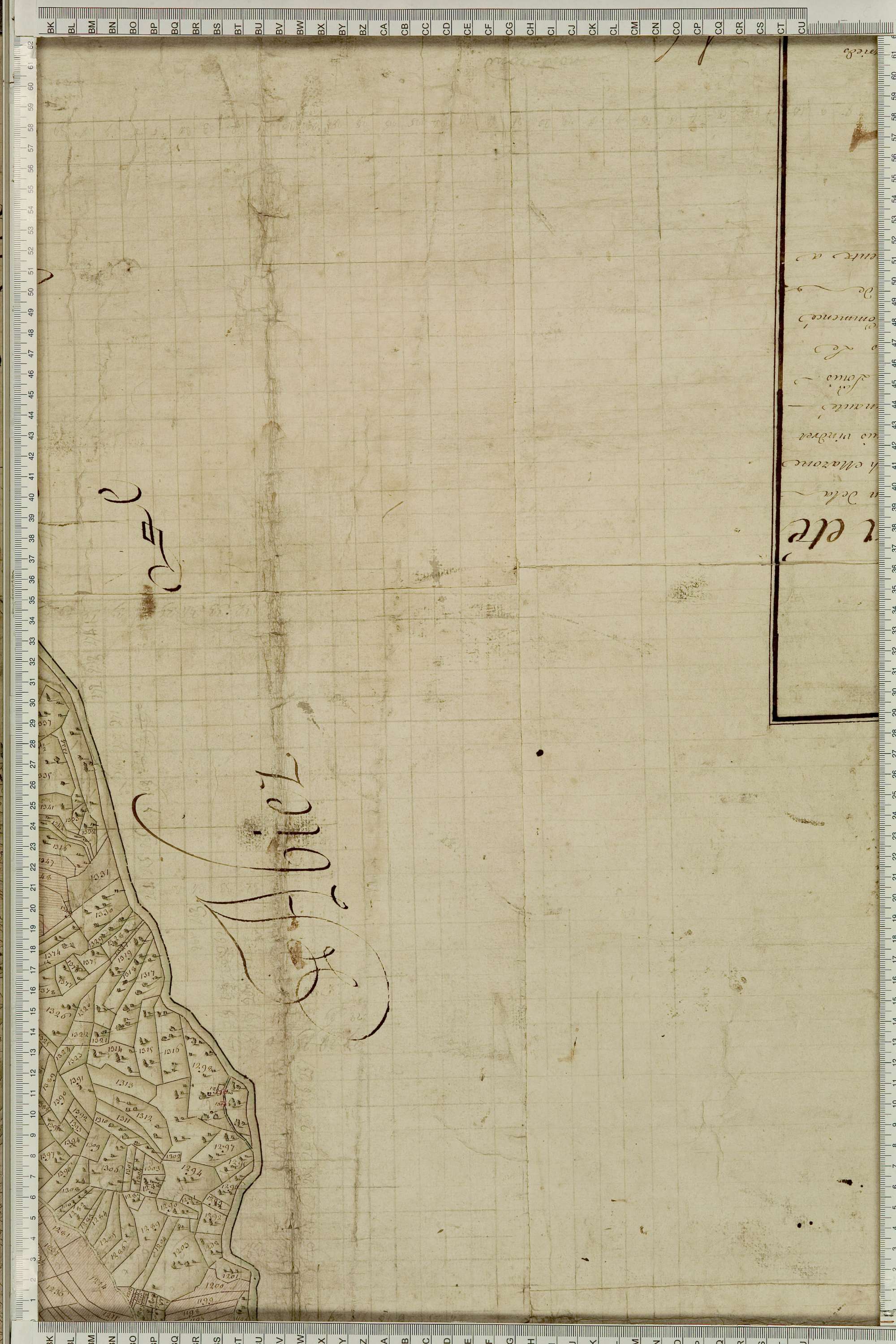 Albiez-Montrond - Copie de la mappe originale (plan cadastral) de la commune de Montrond. Signée Cocelli, directeur du bureau de la péréquation générale.