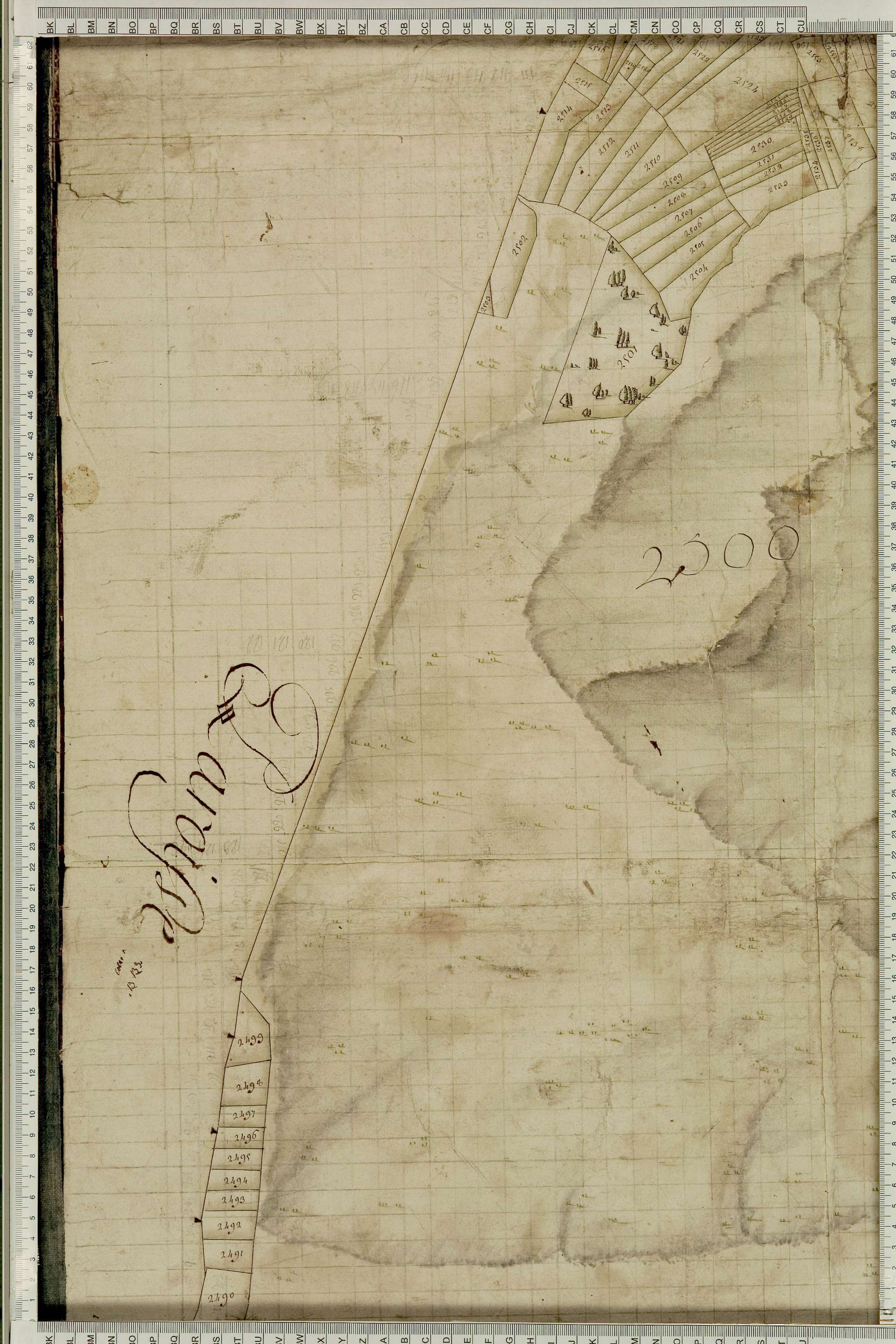 Albiez-Montrond - Copie de la mappe originale (plan cadastral) de la commune de Montrond. Signée Cocelli, directeur du bureau de la péréquation générale.