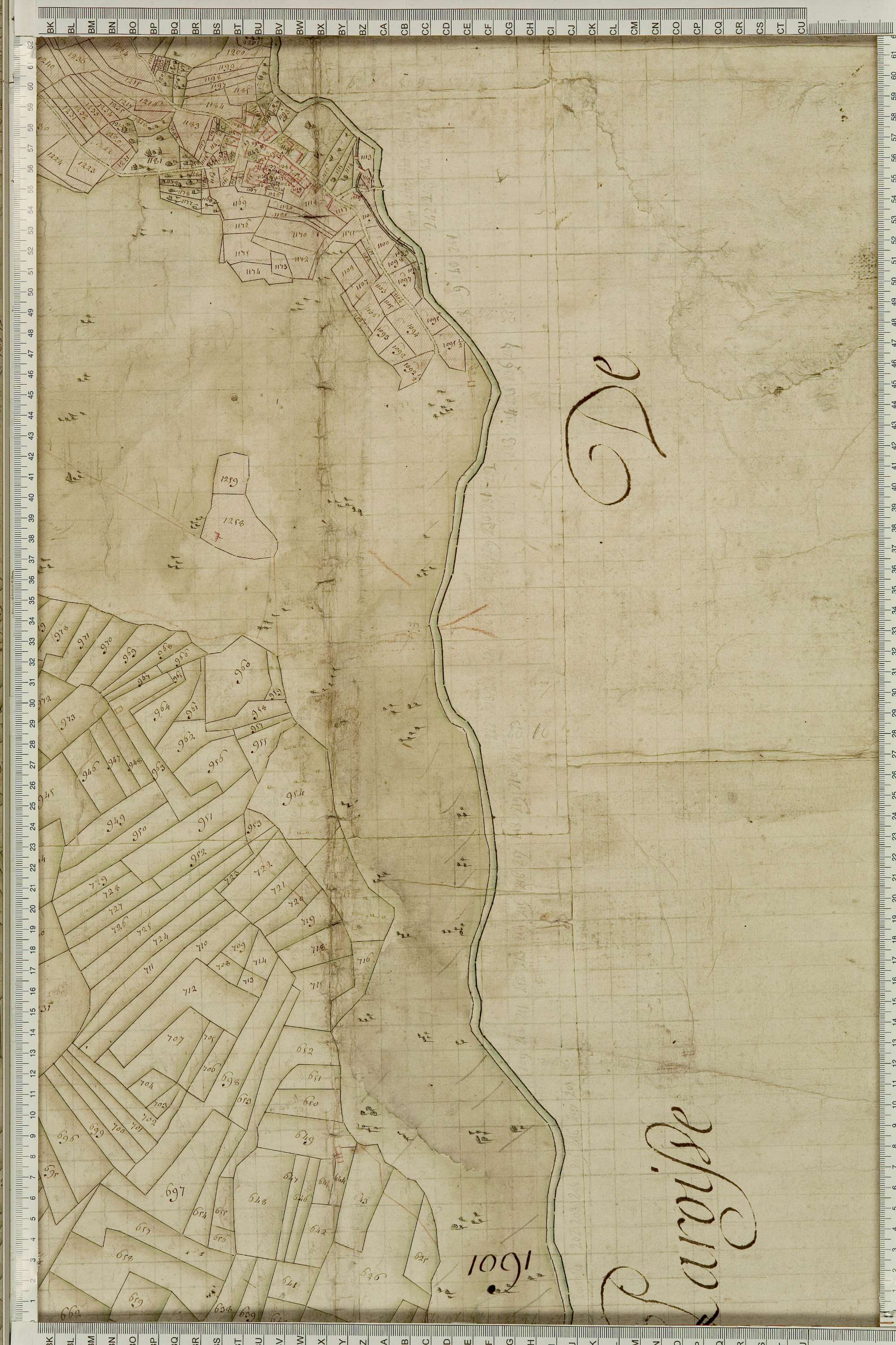 Albiez-Montrond - Copie de la mappe originale (plan cadastral) de la commune de Montrond. Signée Cocelli, directeur du bureau de la péréquation générale.