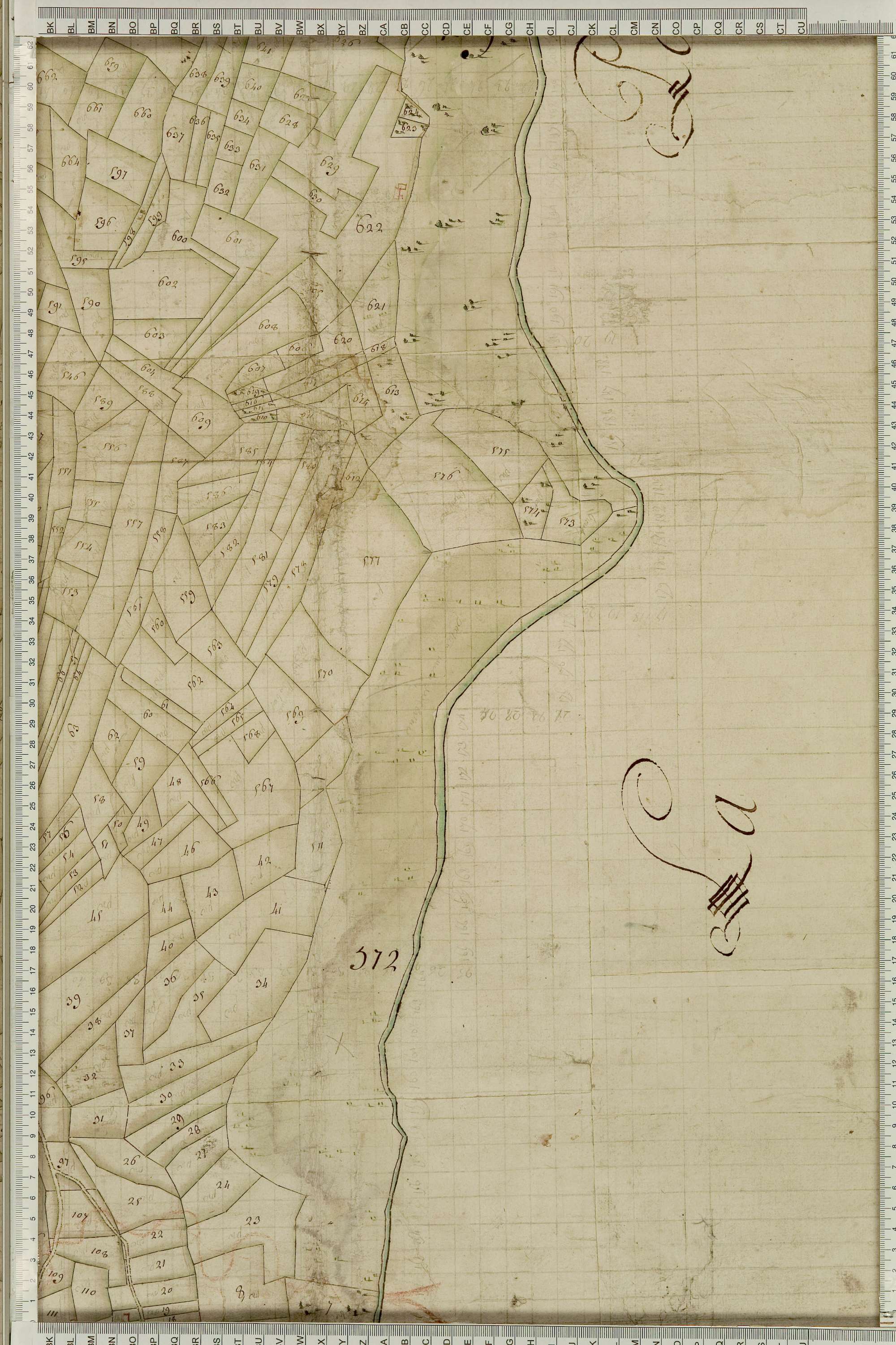 Albiez-Montrond - Copie de la mappe originale (plan cadastral) de la commune de Montrond. Signée Cocelli, directeur du bureau de la péréquation générale.