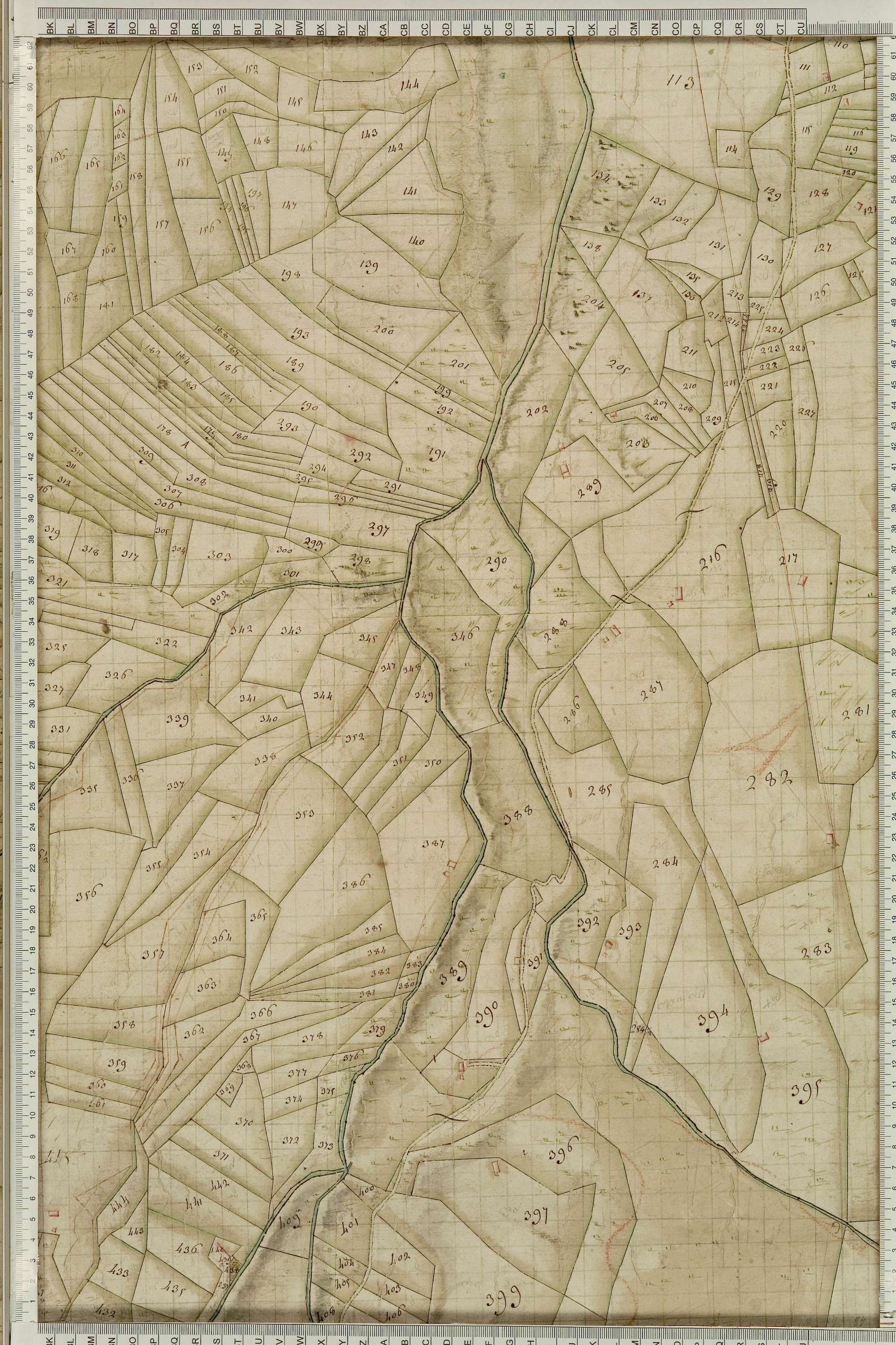 Albiez-Montrond - Copie de la mappe originale (plan cadastral) de la commune de Montrond. Signée Cocelli, directeur du bureau de la péréquation générale.