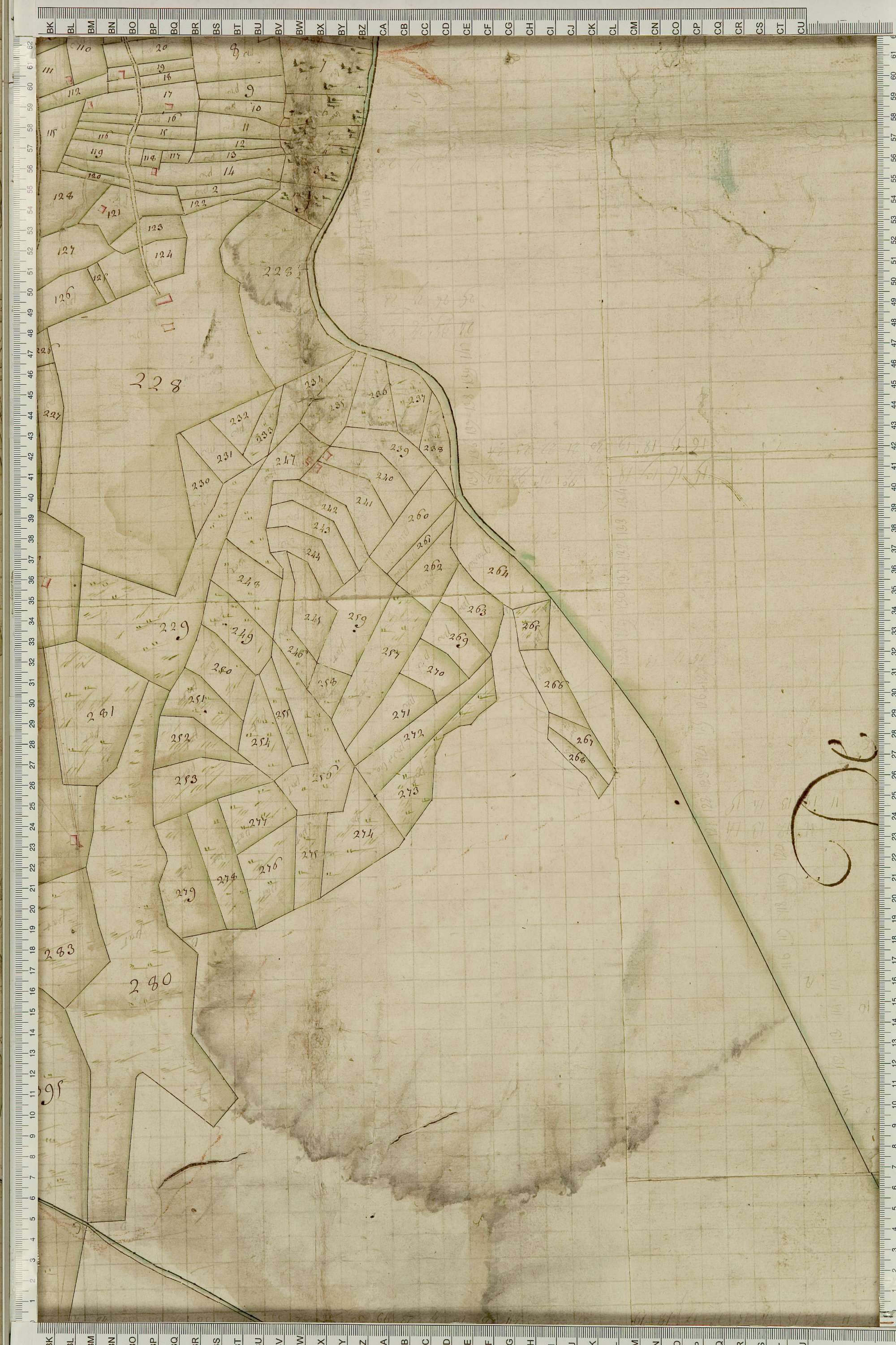 Albiez-Montrond - Copie de la mappe originale (plan cadastral) de la commune de Montrond. Signée Cocelli, directeur du bureau de la péréquation générale.
