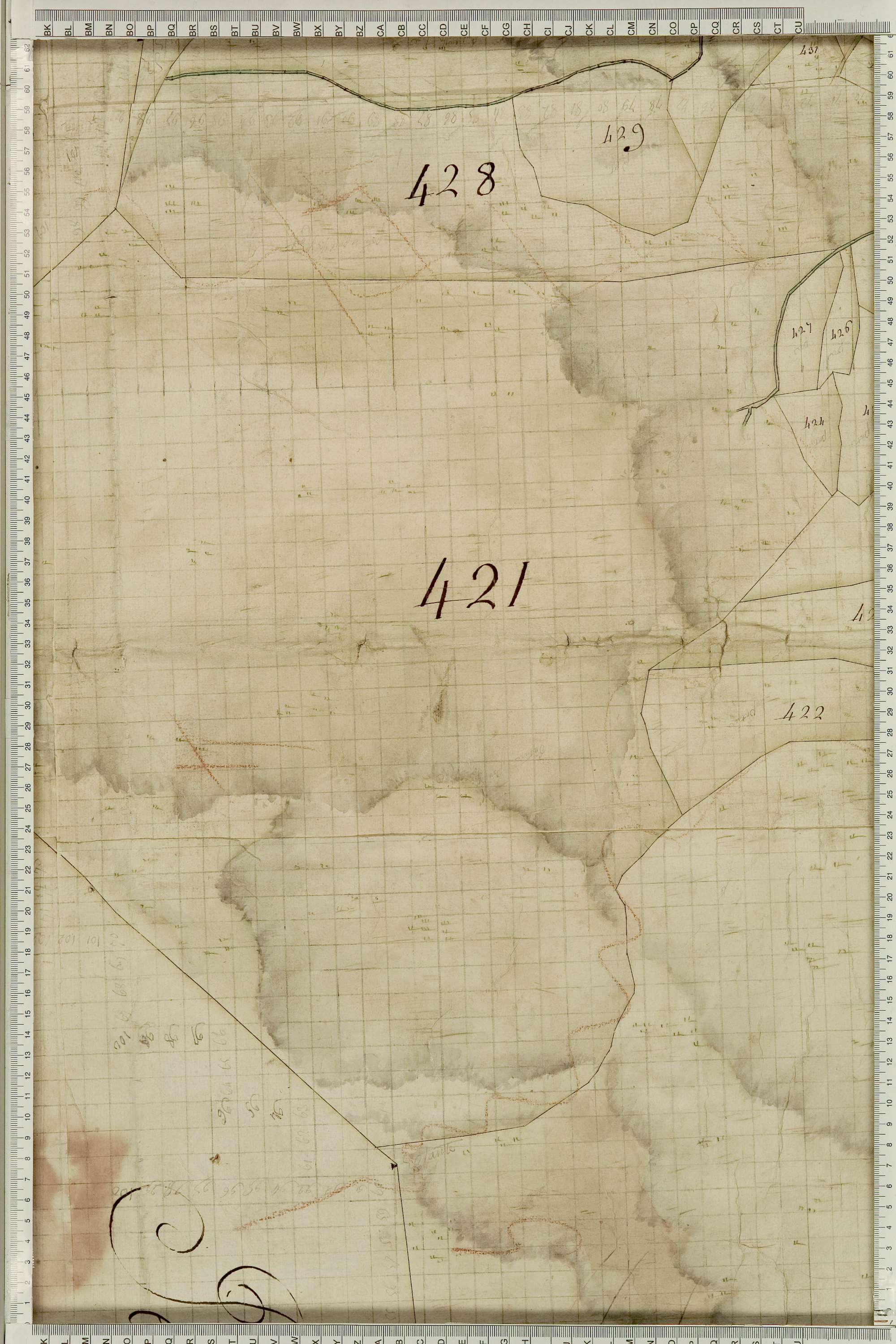 Albiez-Montrond - Copie de la mappe originale (plan cadastral) de la commune de Montrond. Signée Cocelli, directeur du bureau de la péréquation générale.