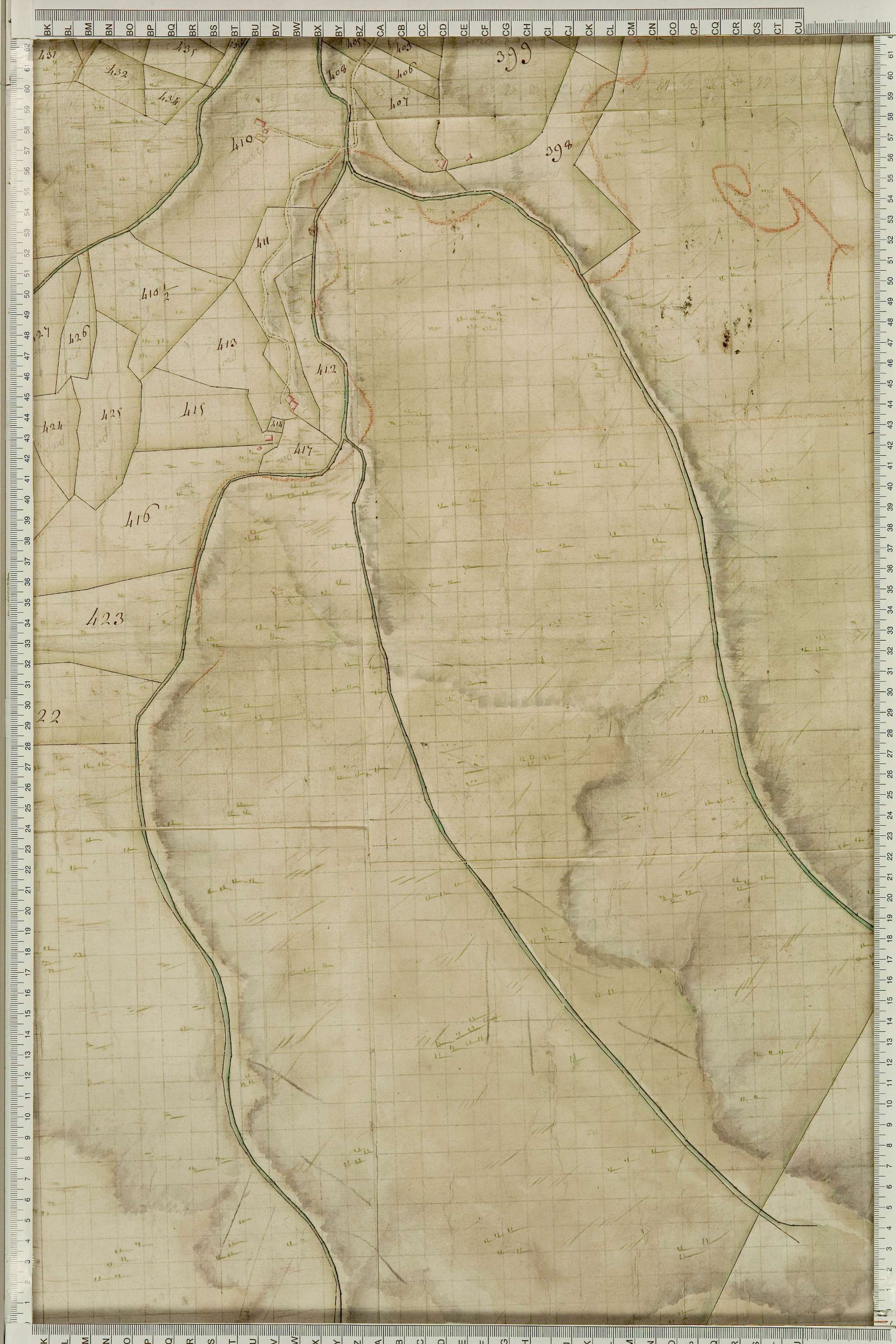 Albiez-Montrond - Copie de la mappe originale (plan cadastral) de la commune de Montrond. Signée Cocelli, directeur du bureau de la péréquation générale.