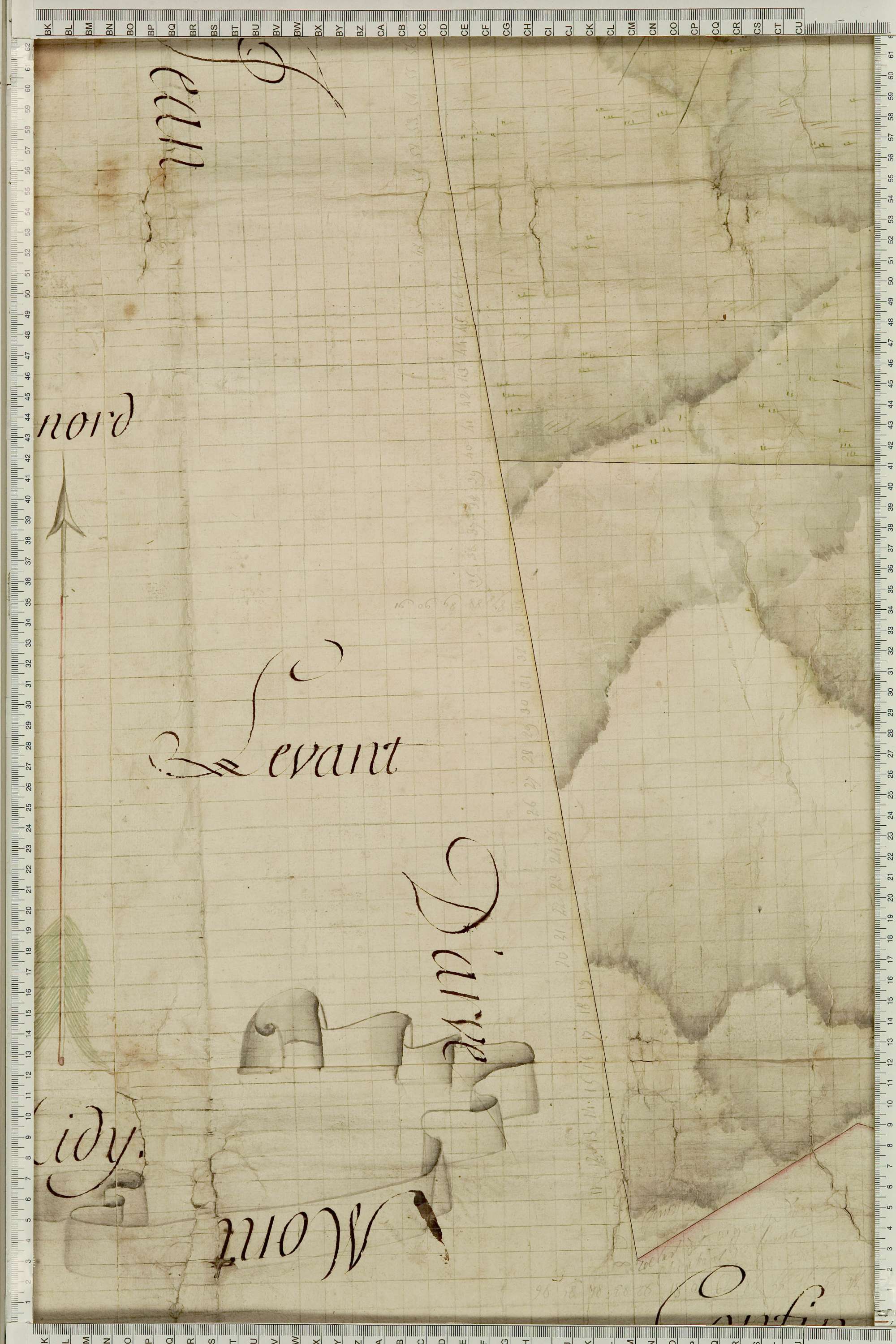 Albiez-Montrond - Copie de la mappe originale (plan cadastral) de la commune de Montrond. Signée Cocelli, directeur du bureau de la péréquation générale.
