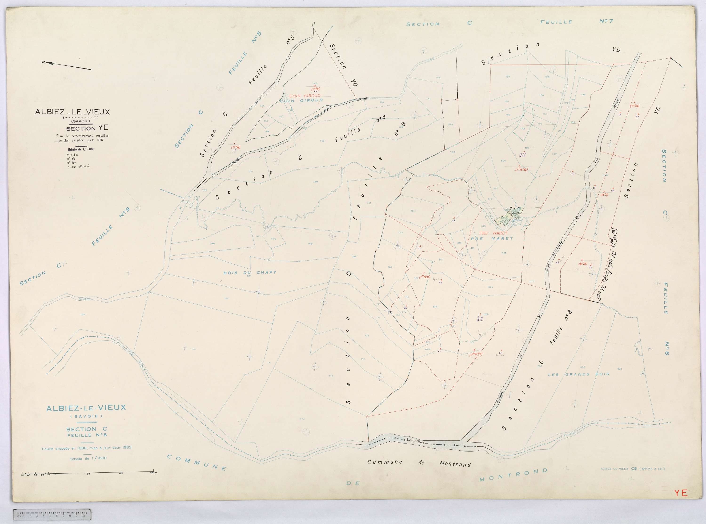 Albiez-Montrond - Cadastre remembré (1968).