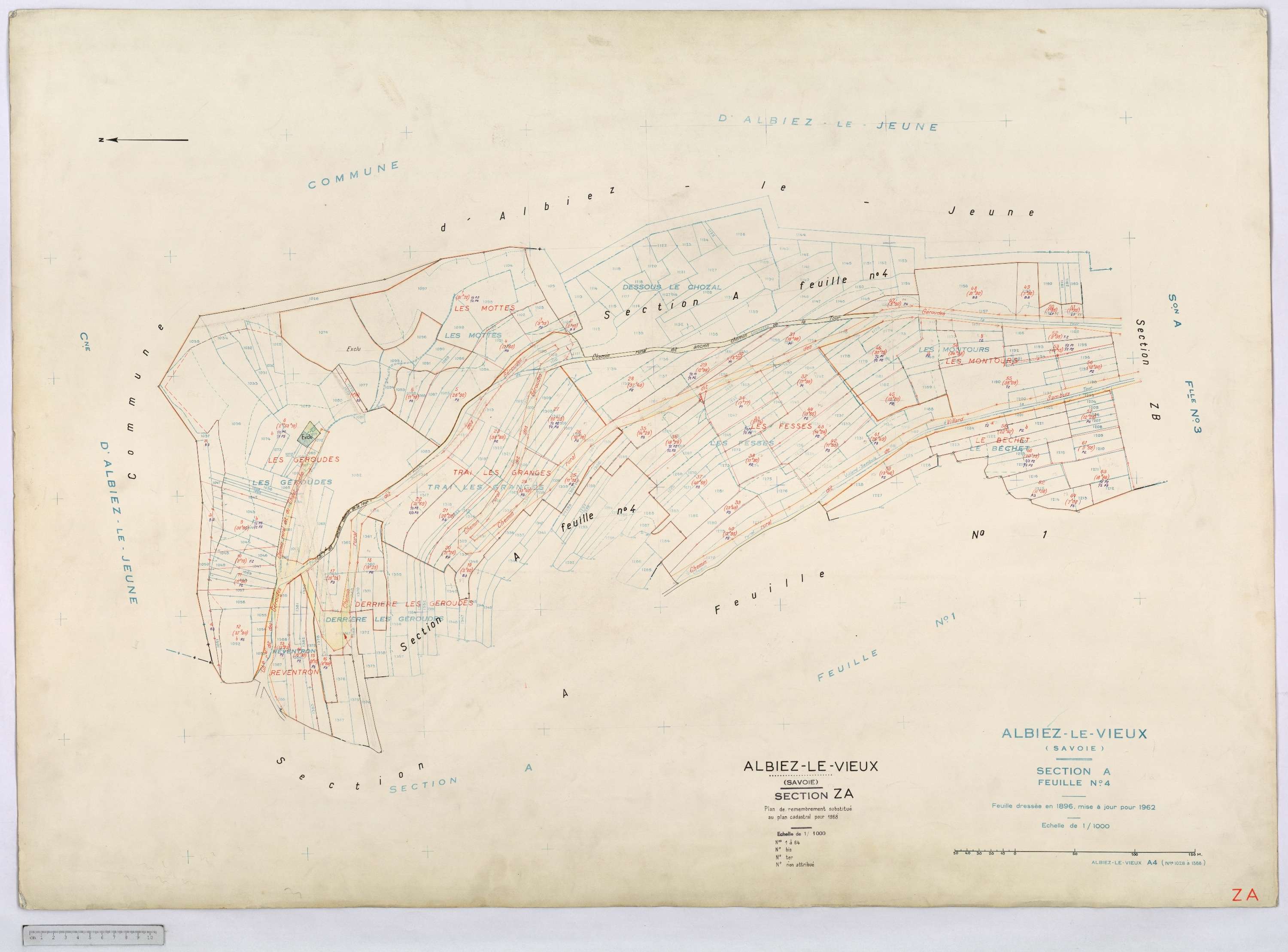 Albiez-Montrond - Cadastre remembré (1968).