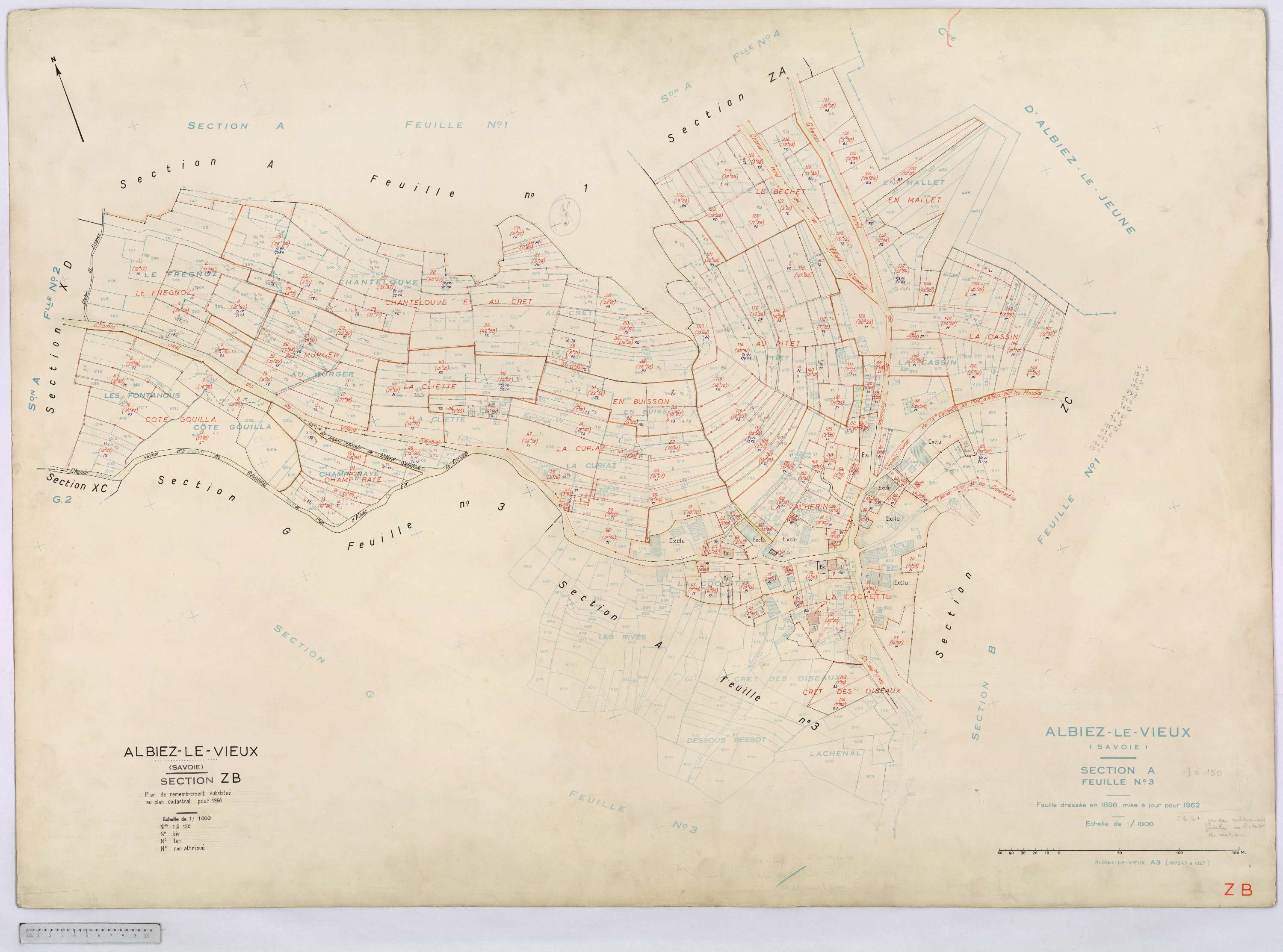 Albiez-Montrond - Cadastre remembré (1968).