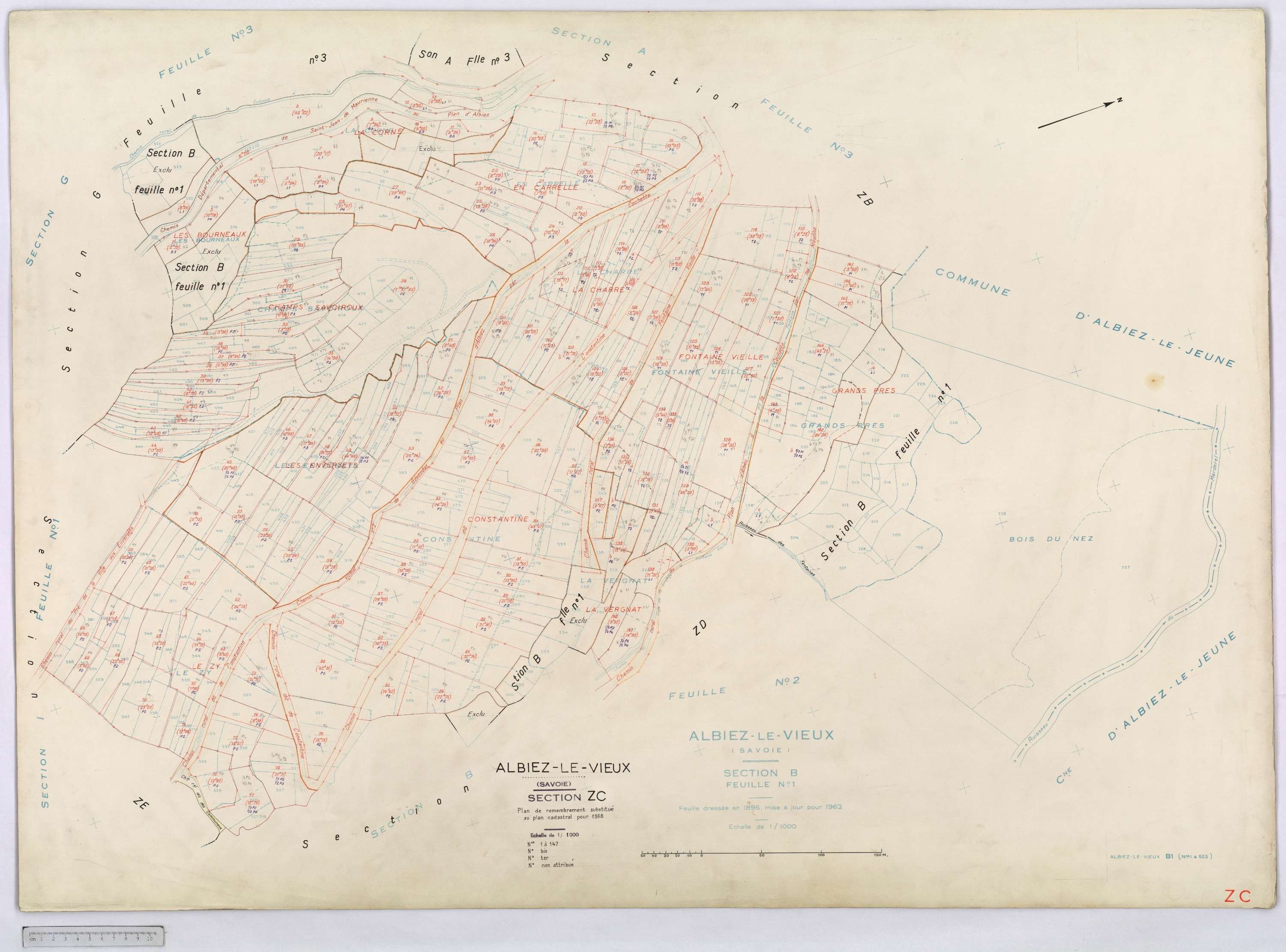 Albiez-Montrond - Cadastre remembré (1968).