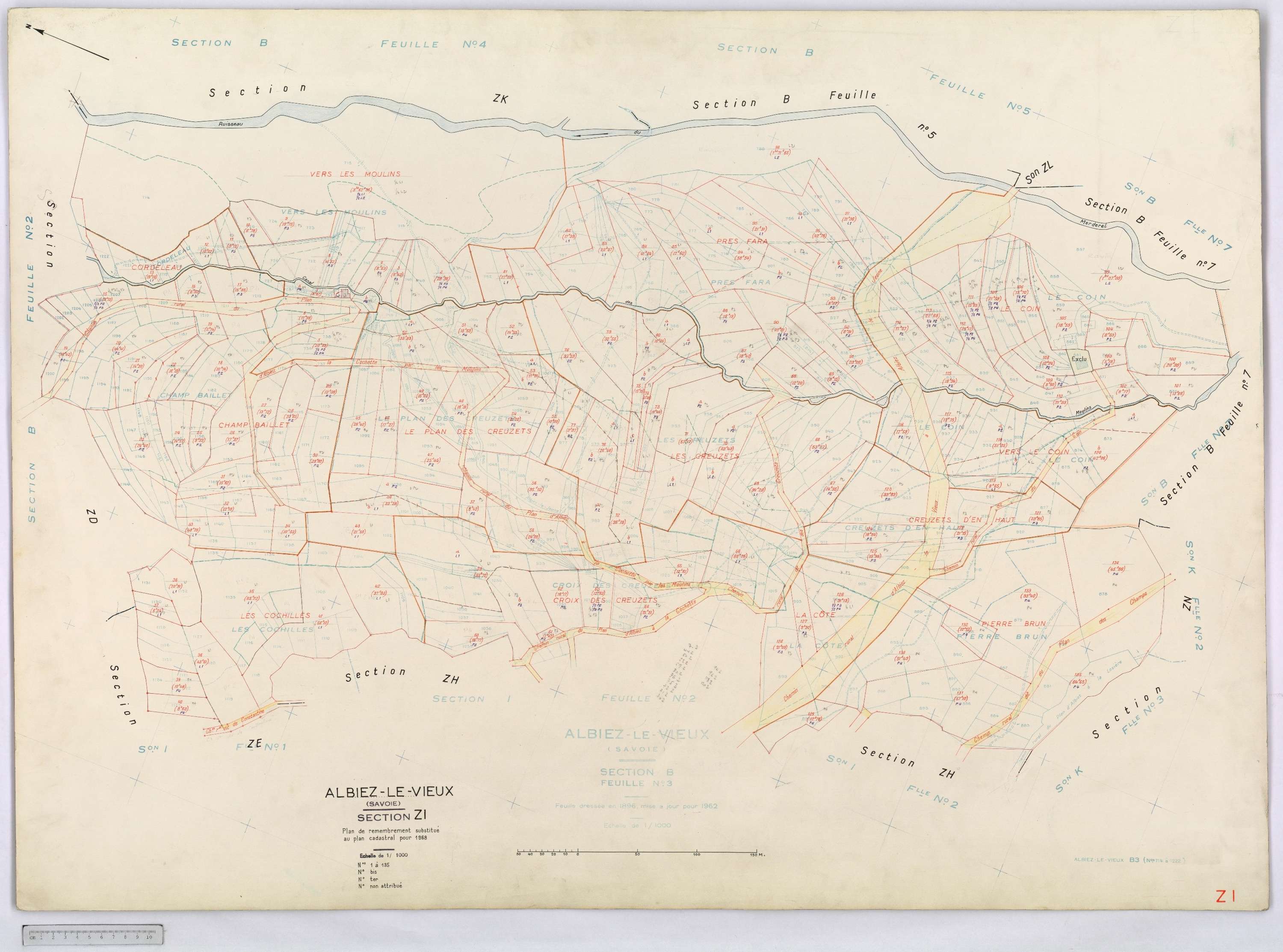 Albiez-Montrond - Cadastre remembré (1968).